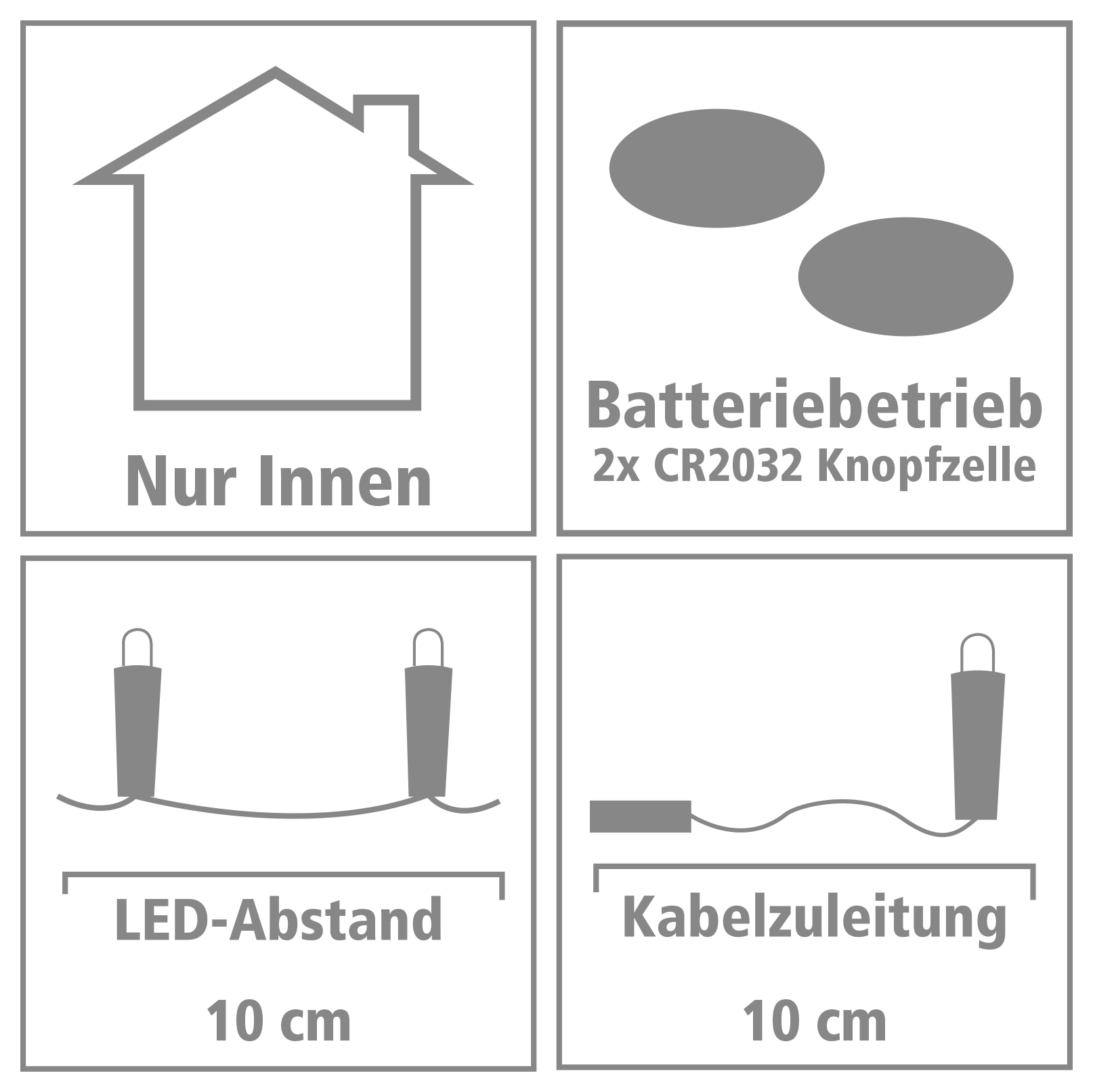 LED-Lichterkette, Silberdraht, 10 LEDs, warmweiß, Batteriebetrieb