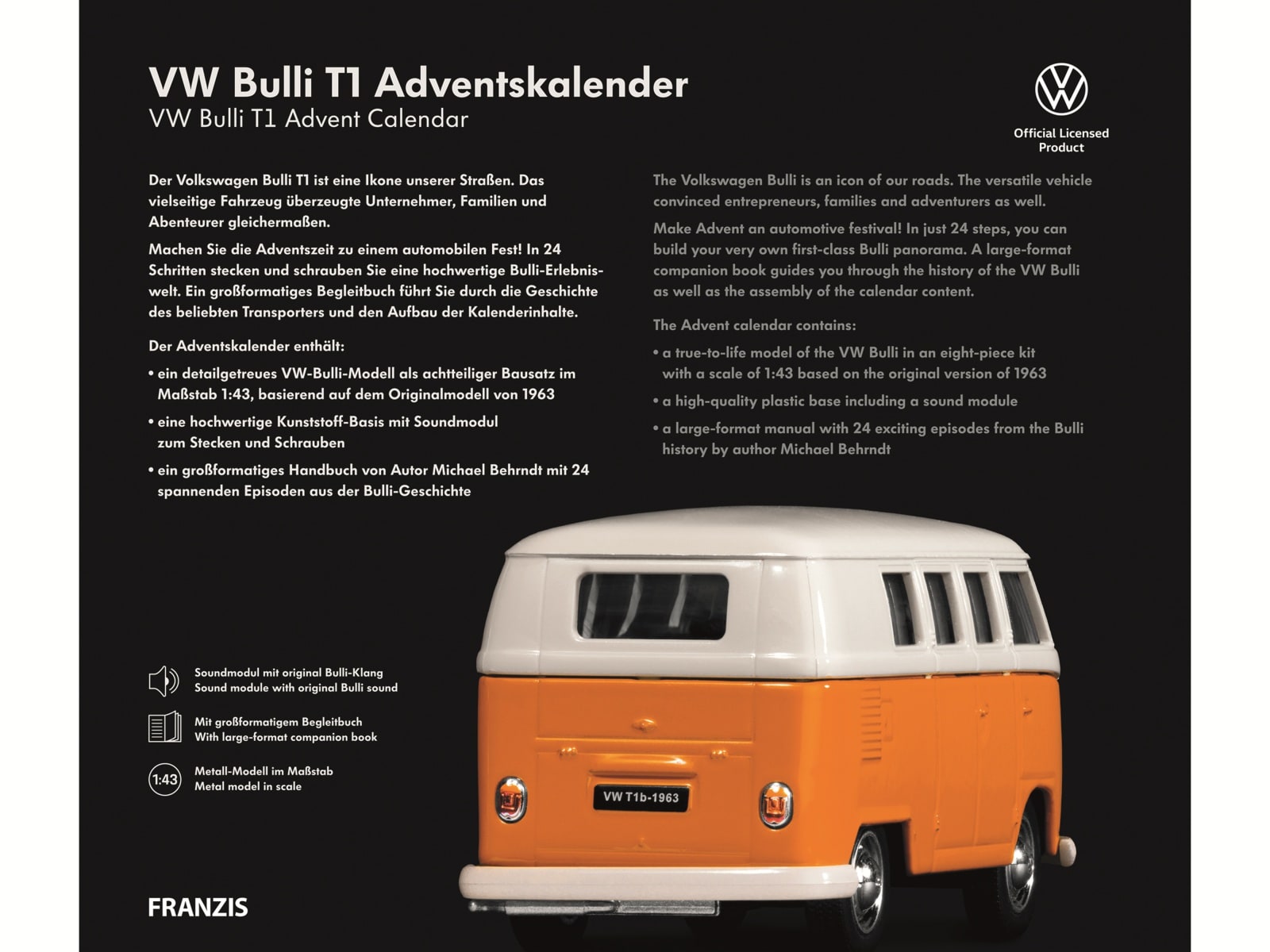 FRANZIS Adventskalender, 55134, VW Bulli T1 Adventskalender