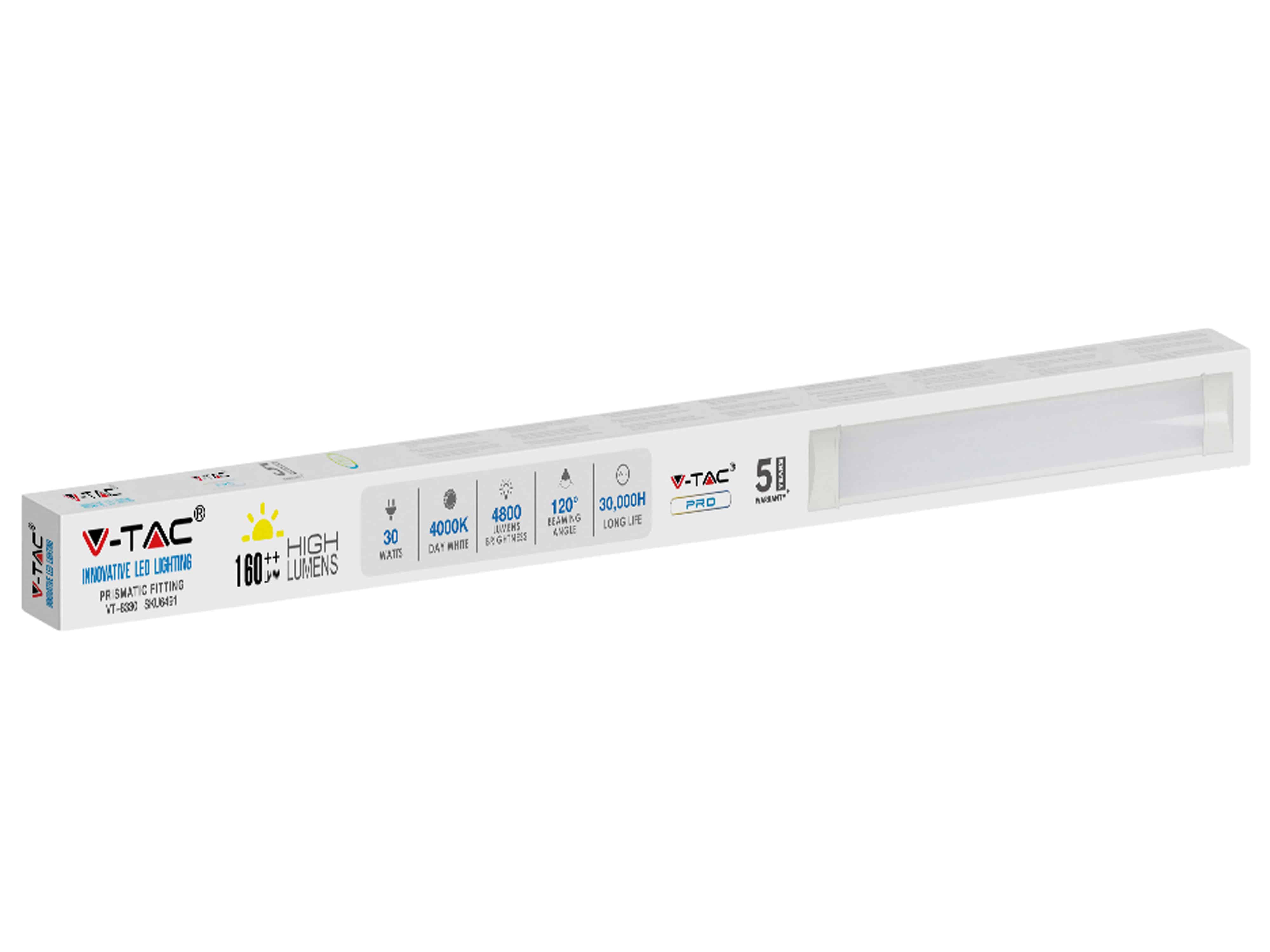 V-TAC LED-Deckenleuchte, 8330 (20363) EEK: D, 30 W, 4650 lm, 4000 K, 1200 mm