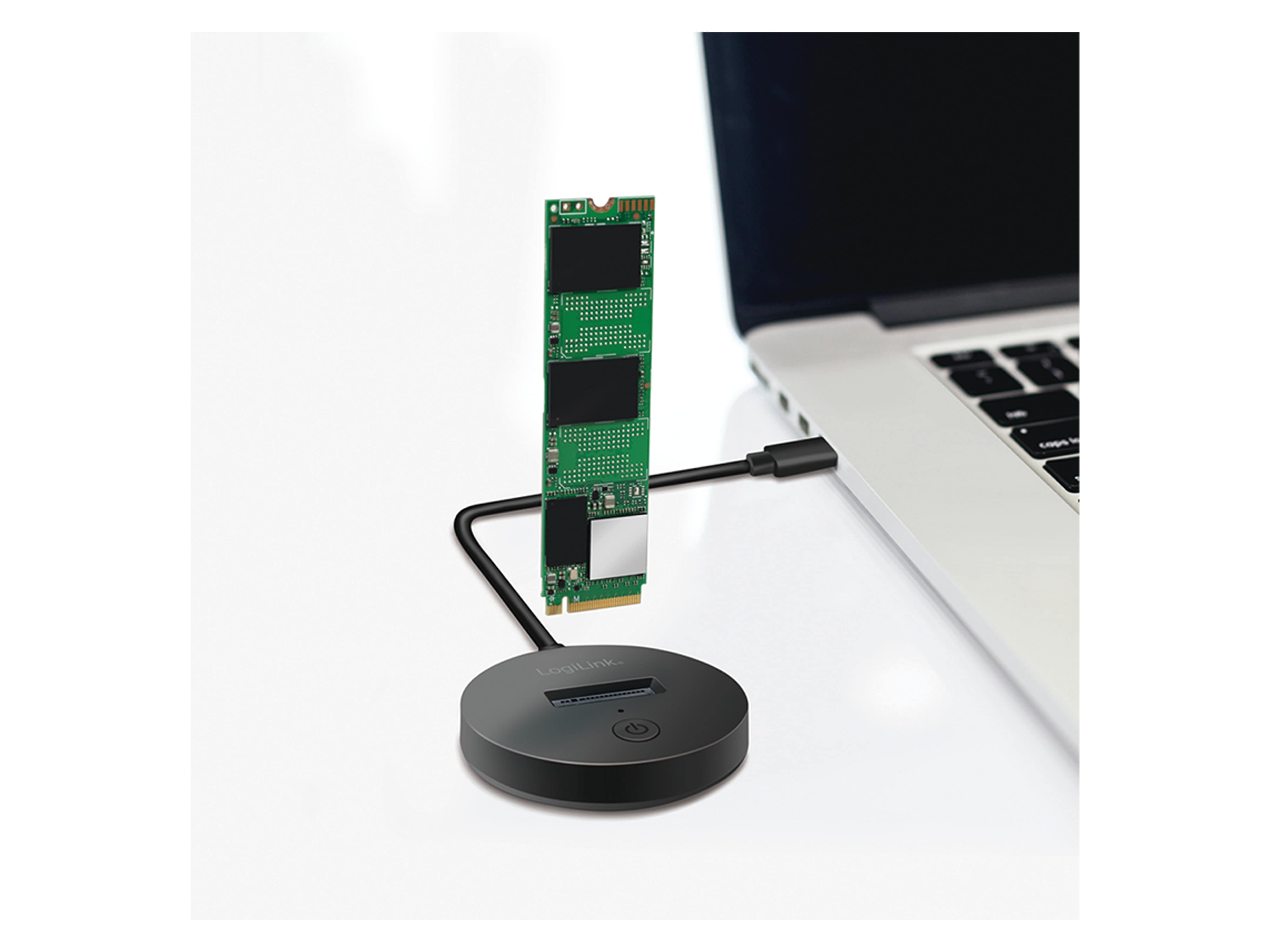 LOGILINK Festplatten-Dockingstation, 1-Port für M.2 NVME u. SATA, schwarz