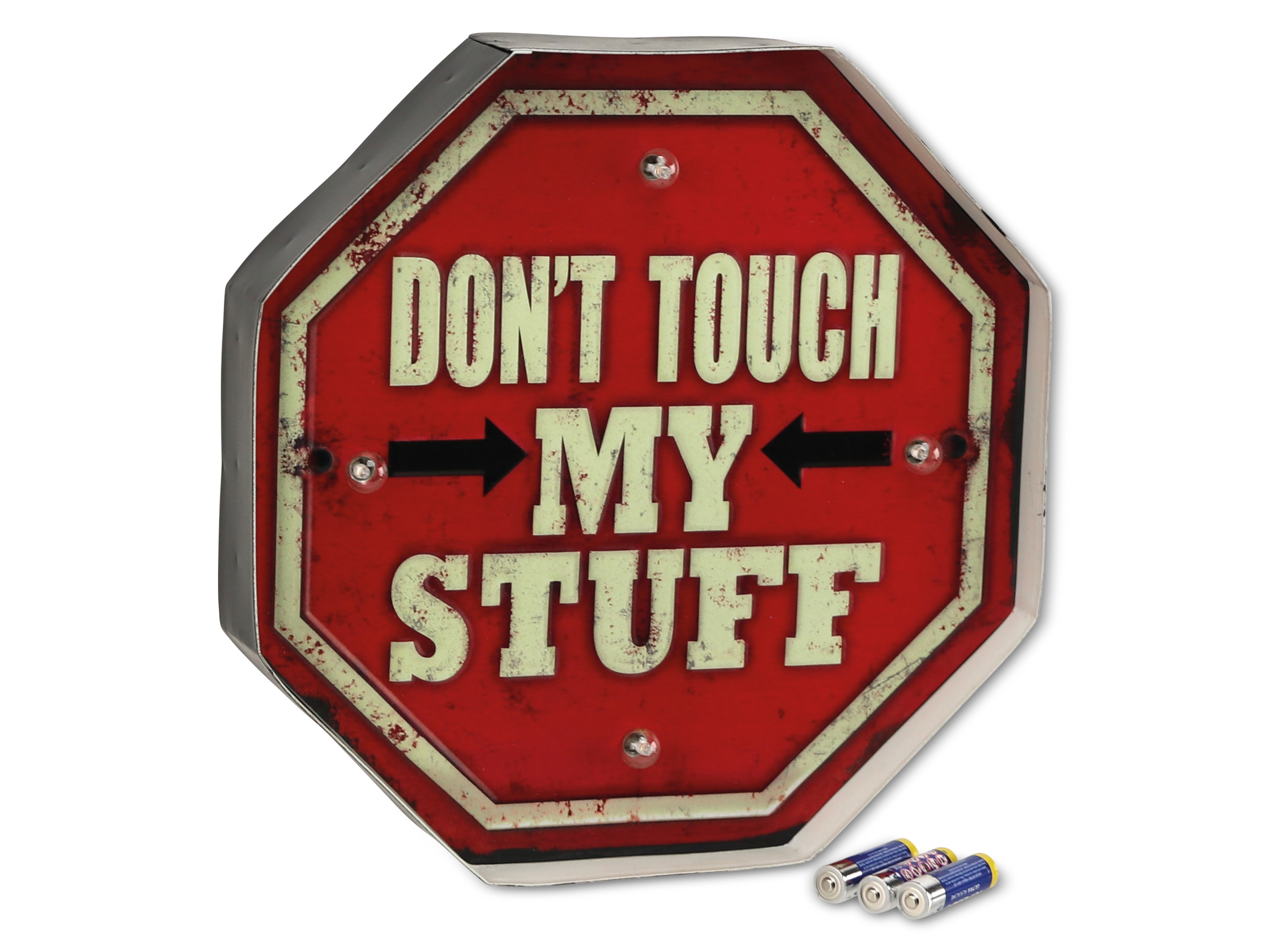 LED-Retroschild, "DON´T TOUCH MY STUFF"