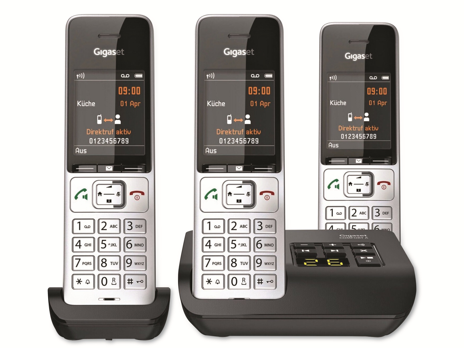 GIGASET Telefon Comfort 500A, trio, silber-schwarz