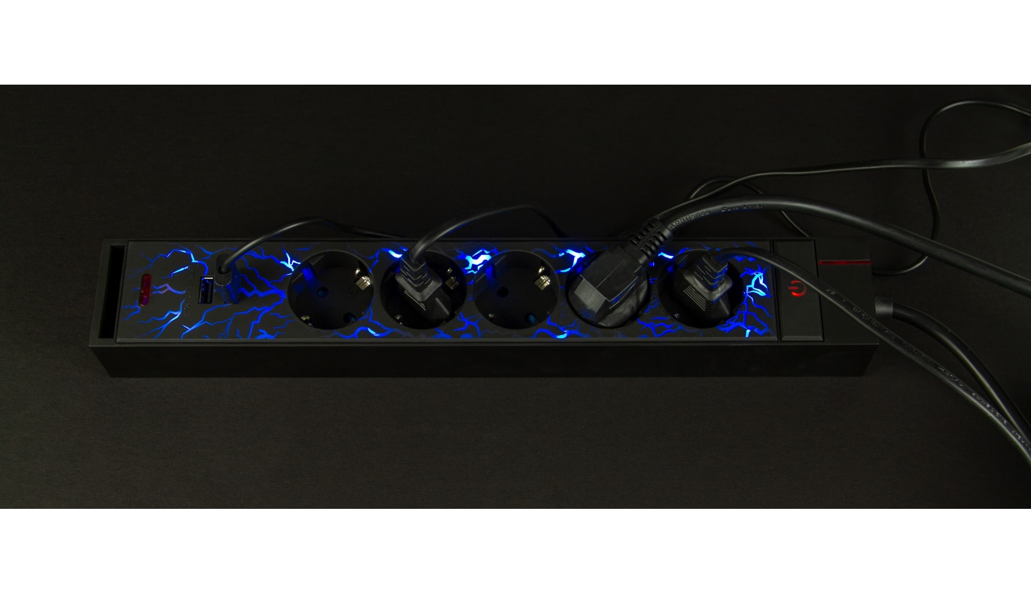 REV Steckdosenleiste Gamer, 5-fach, 2x USB, 1,4 m Kabel, schwarz