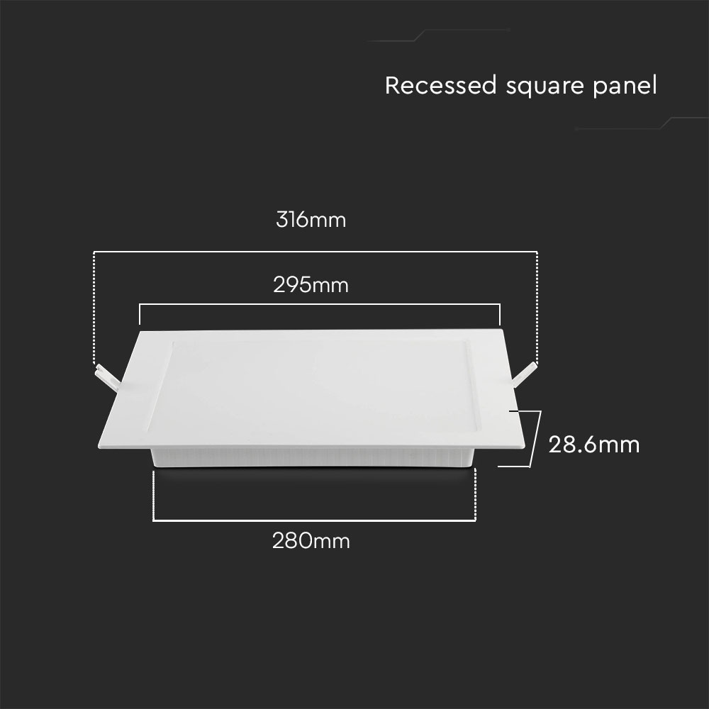 V-TAC LED-Einbauleuchte VT-61024, EEK: F, 24 W, 2500 lm, 3000 K, weiß