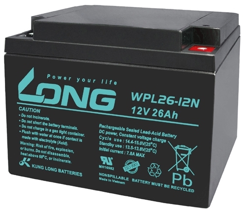 KUNG LONG Blei-Akkumulator Longlife, WPL26-12N-M, 12 V-, 26 Ah