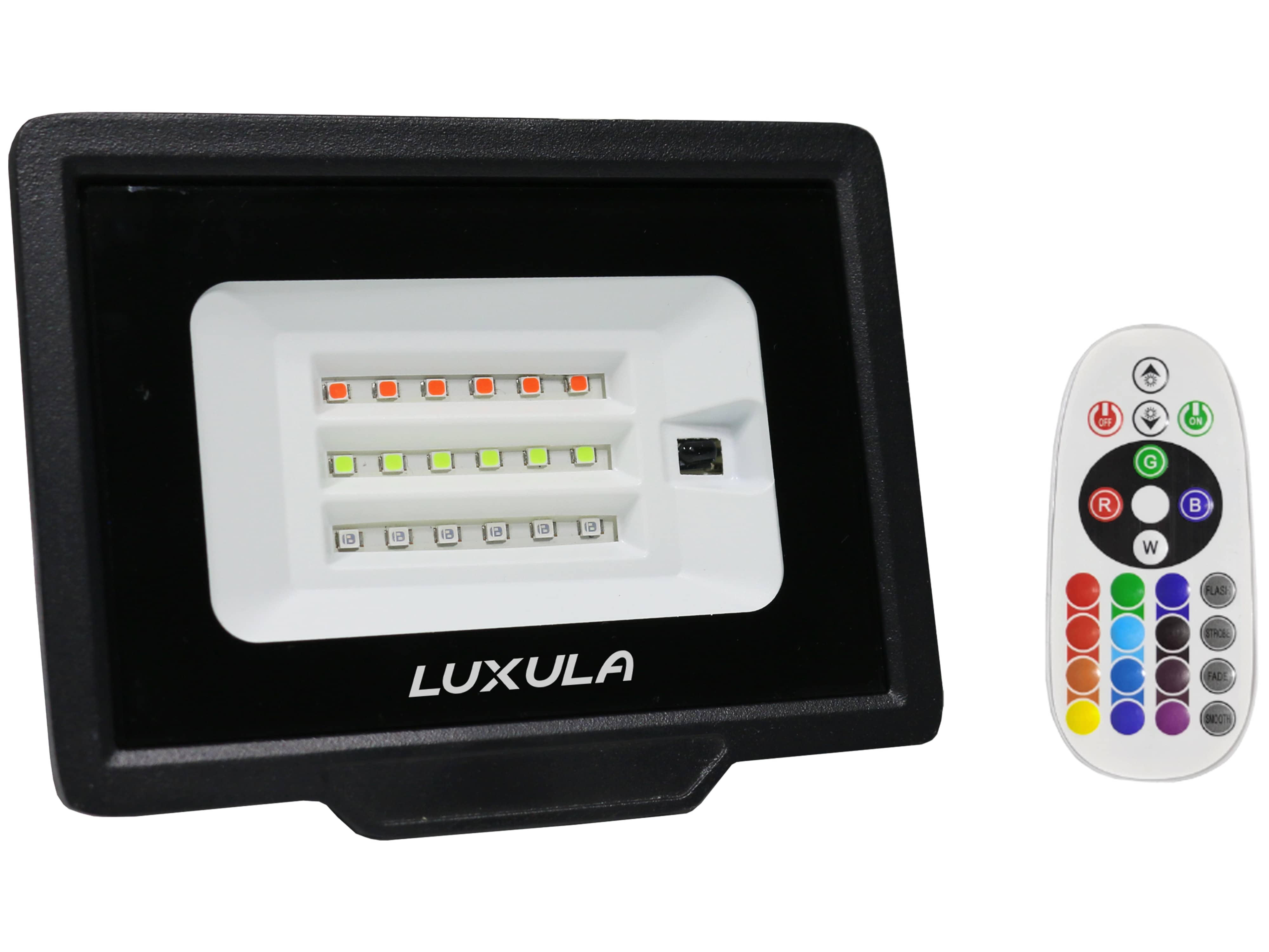 LUXULA RGB LED-Fluter LX400181, 20W, IP65, schwarz, mit Fernbedienung