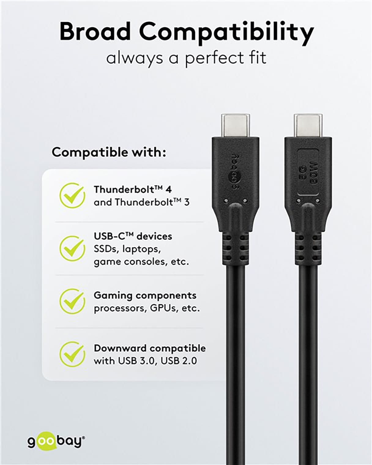 GOOBAY USB-C Kabel 74728 USB3.2 60W 2m schwarz 5 Gbit/s