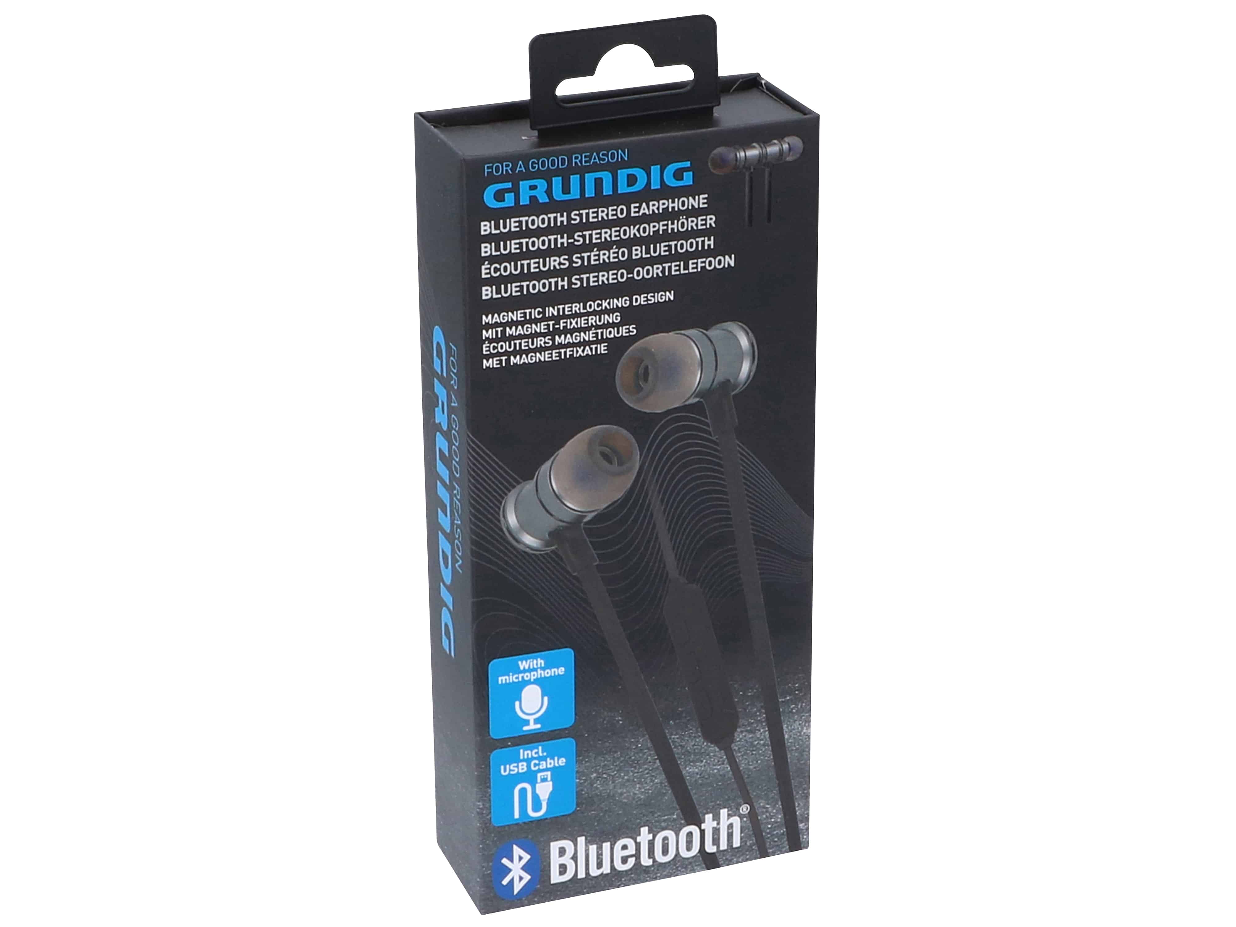 GRUNDIG In-Ear Ohrhörer inkl. Mikrofon, mit Magnet-Fixierung, schwarz