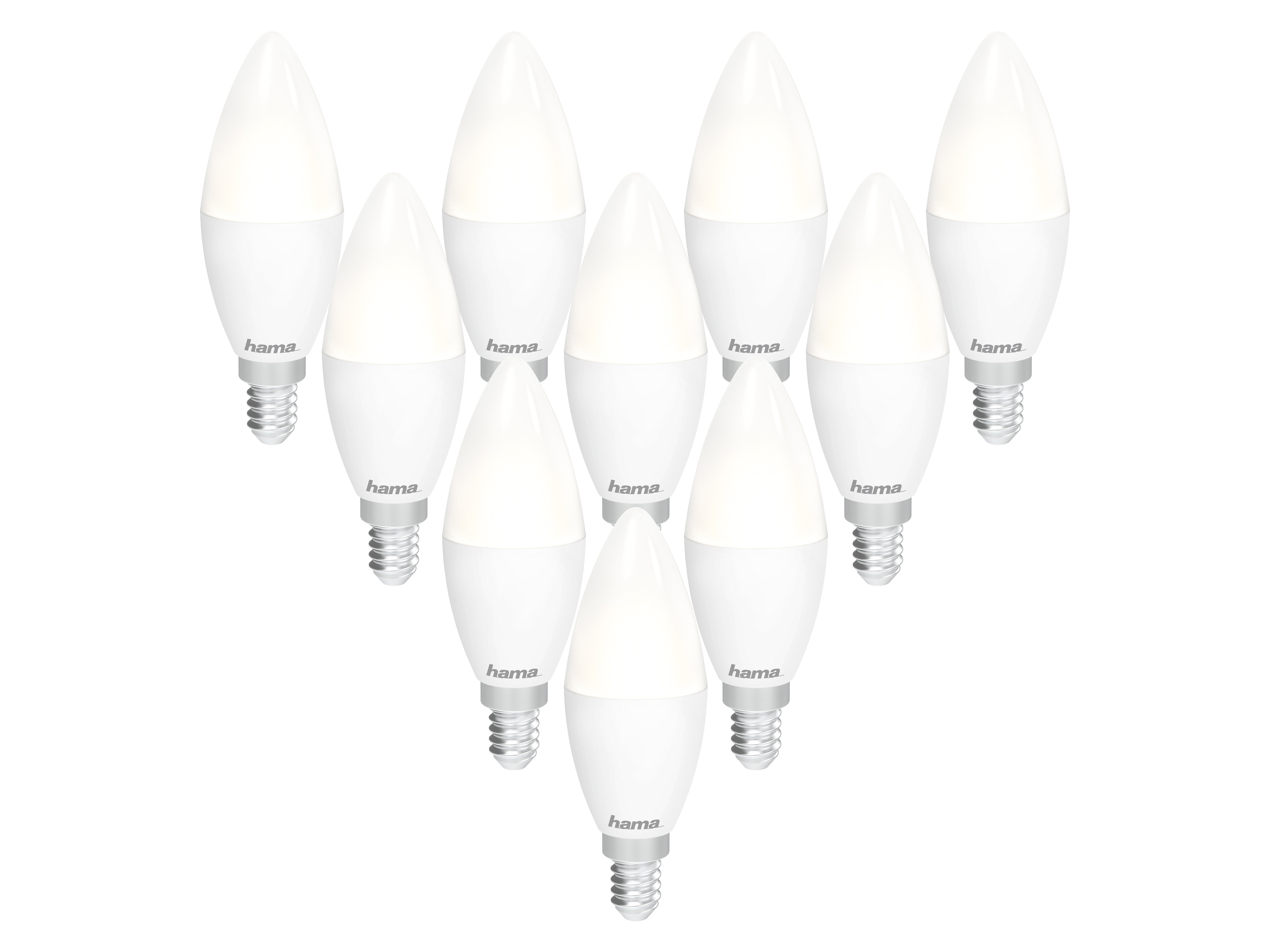 HAMA 10er Set LED-Lampe, E14, EEK: F, 5,5 W, 470 lm, WLAN, dimmbar