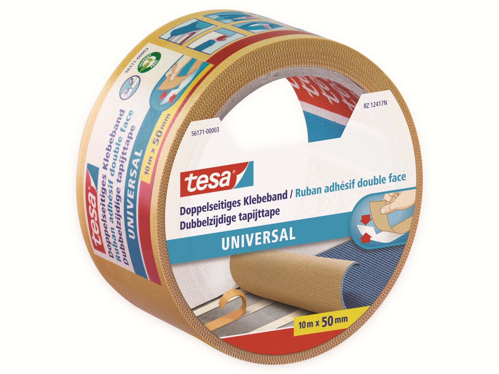 TESA ® Doppelseitiges Klebeband, universal, 10m:50mm, 56171-00003-11