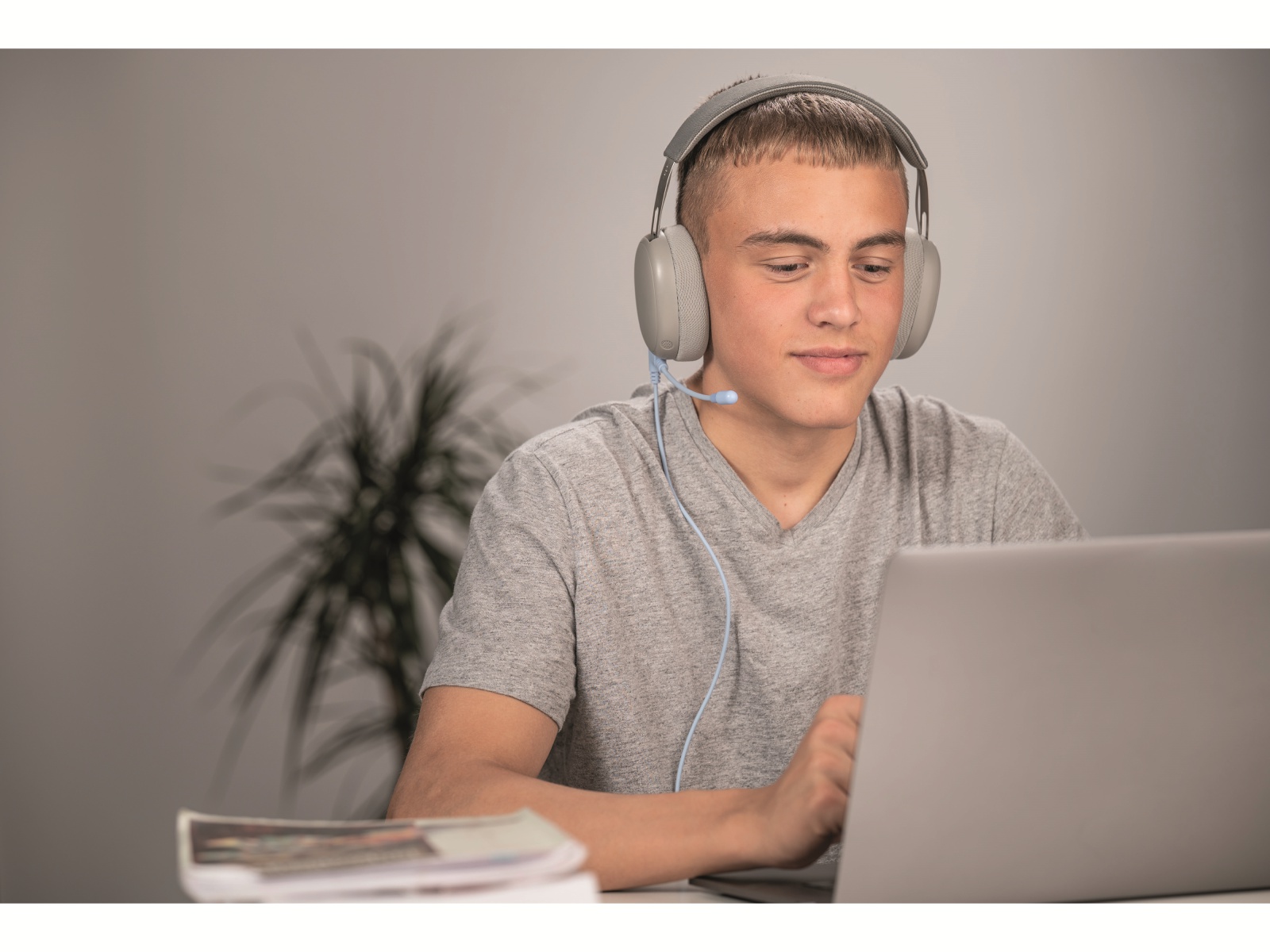ONANOFF Over-Ear Education Kopfhörer StudyPhones, mit Stabmikrofon, grau