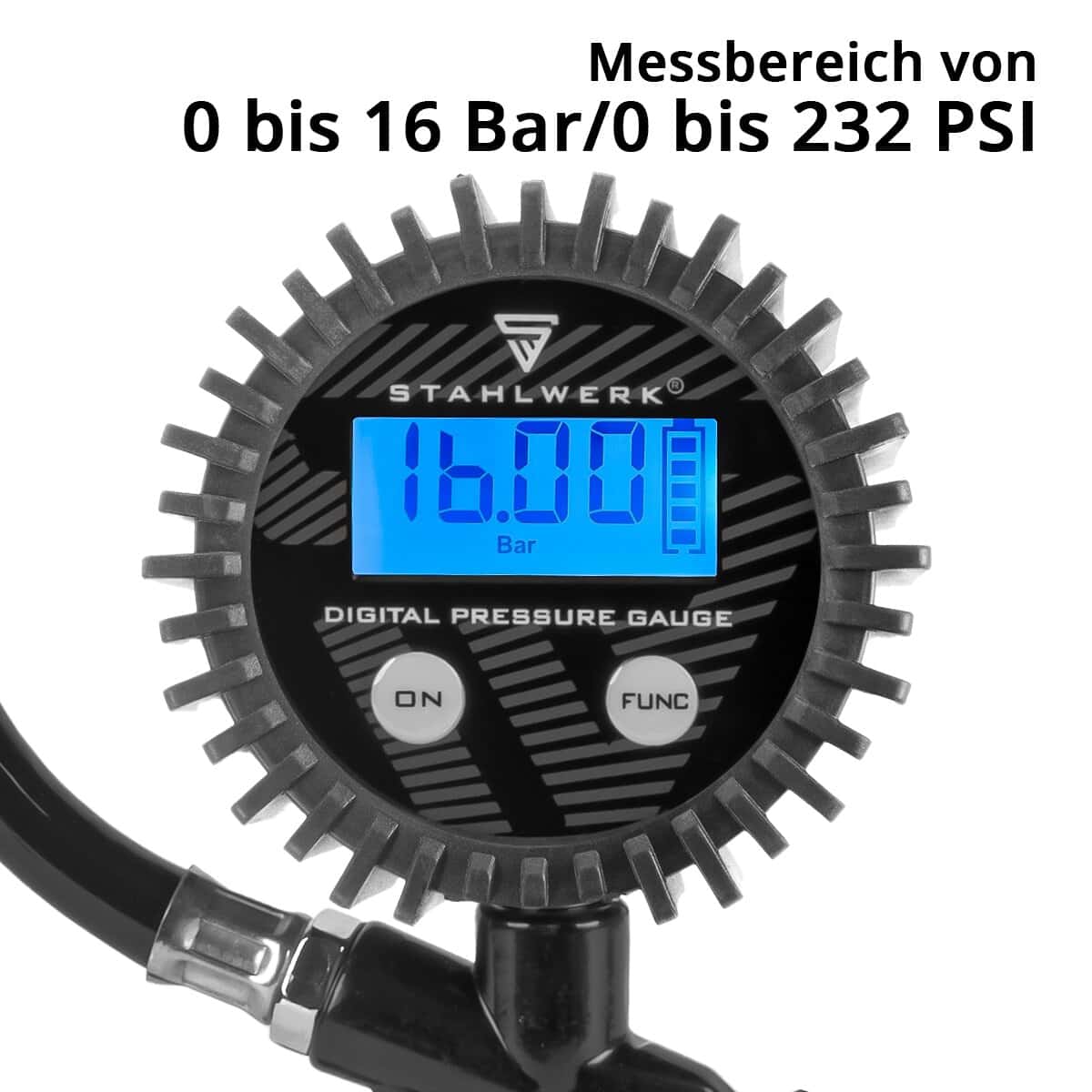 STAHLWERK Druckluft-Reifenfüllpistole DRD-16 ST, 4974, mit digitalem Manometer