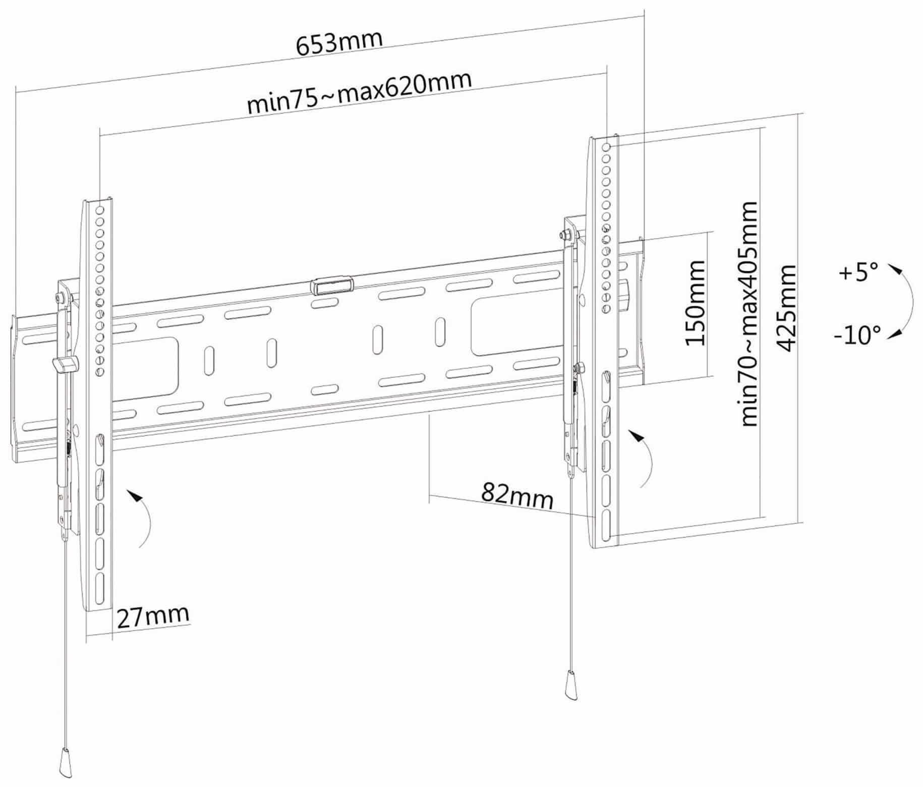 PUREMOUNTS TV-Wandhalter PM-BTL600, VESA 600x400 mm, Abschließbar, schwarz