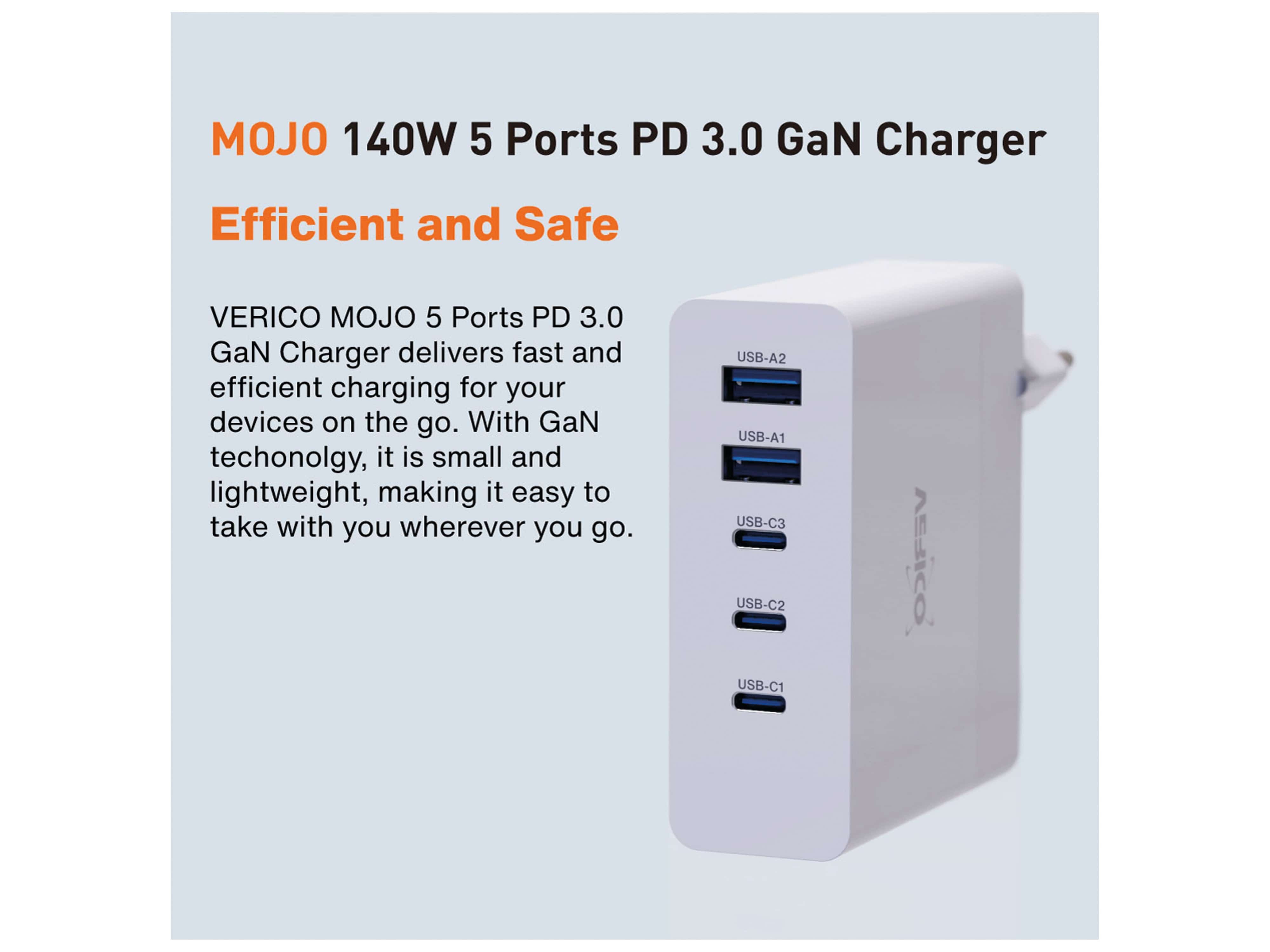 VERICO Power MOJO GaN 140W, 5 Port ,USB-Ladegerät