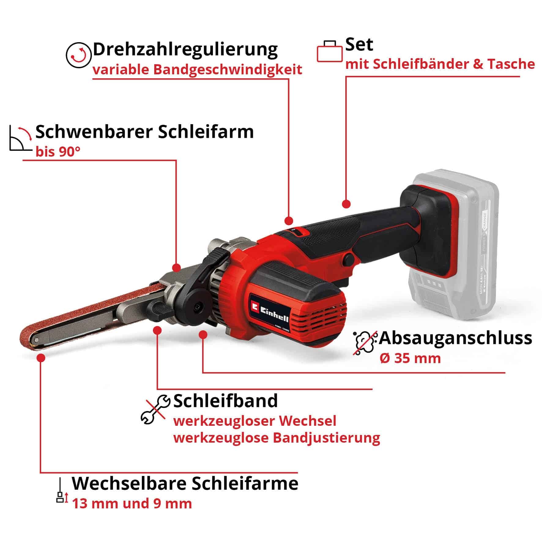 EINHELL Akku-Bandfeile TE-BF 18 Li Kit (1x 4,0 Ah)