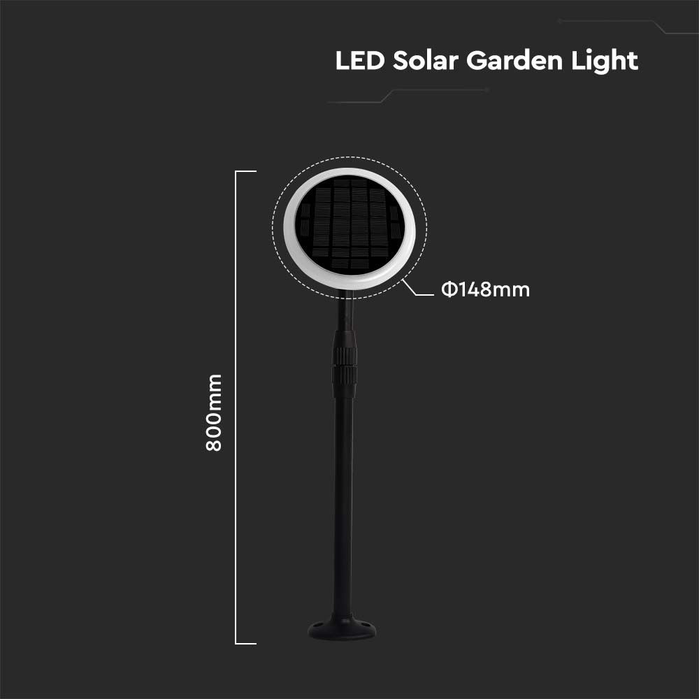 V-TAC Solar LED-Gartenleuchte VT-943, 3 W, 4000 K, schwarz, 2 Stück