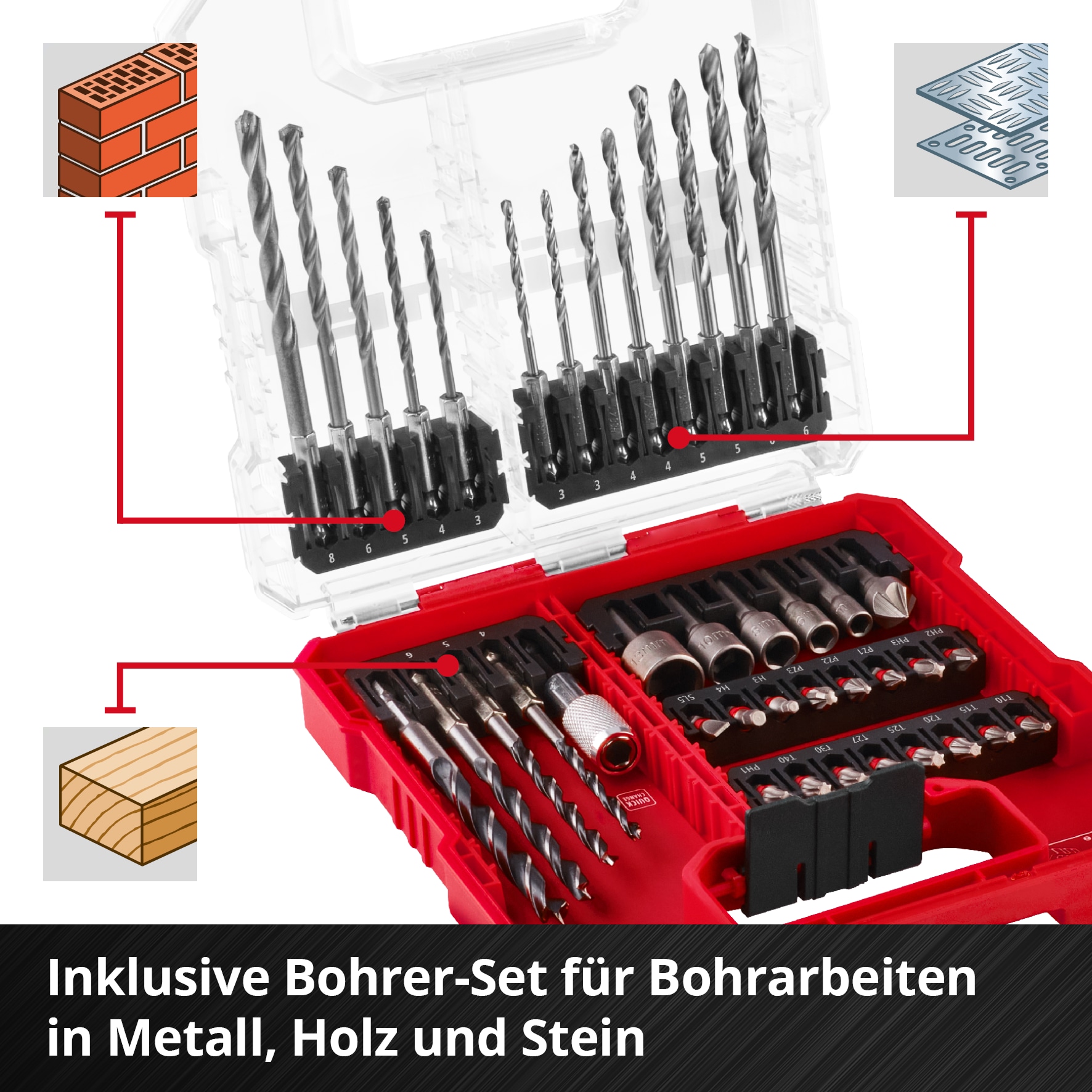 EINHELL Bit- & Bohrer-Set, 109053, L-Case, 40-teilig