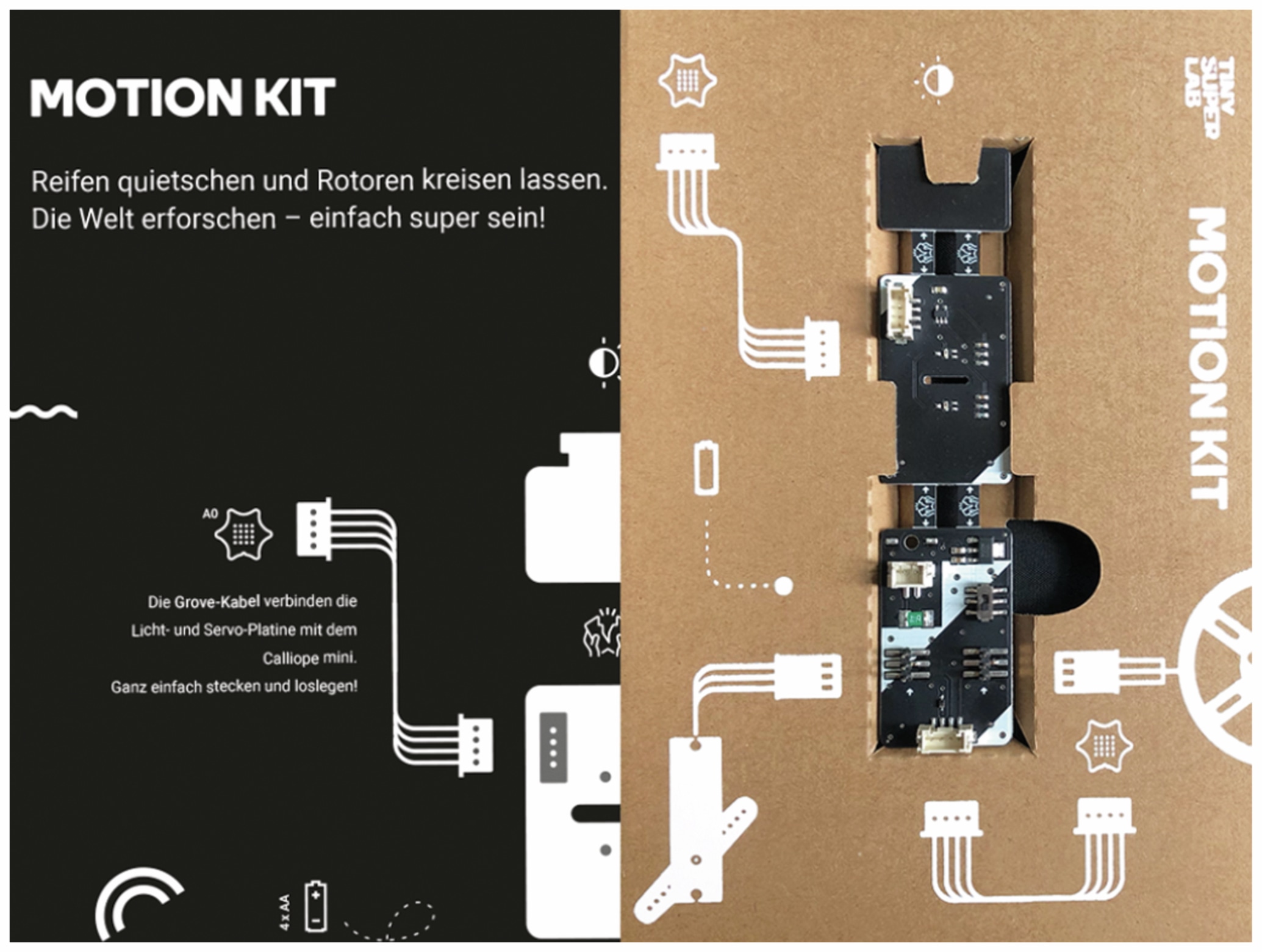 TINY SUPER LAB Calliope Motion Kit -Die mobile Ergänzung für Deinen Calliope mini