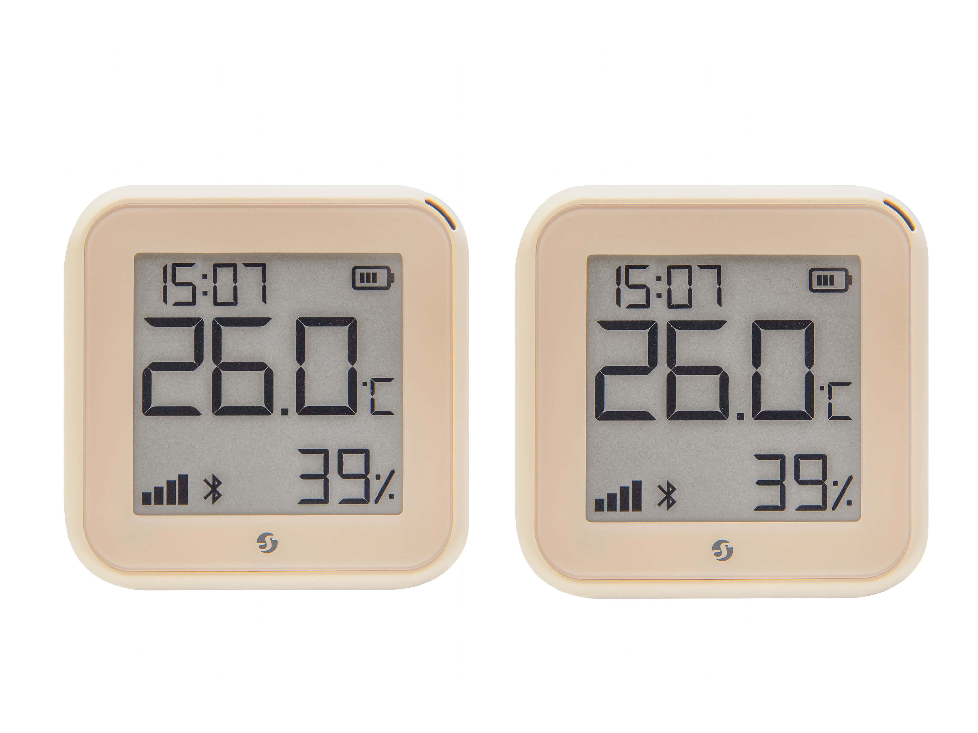 SHELLY WLAN-Temperatur- u. Feuchtigkeitssensor Plus H&T Gen. 3, BT, Mokka, 2 Stück