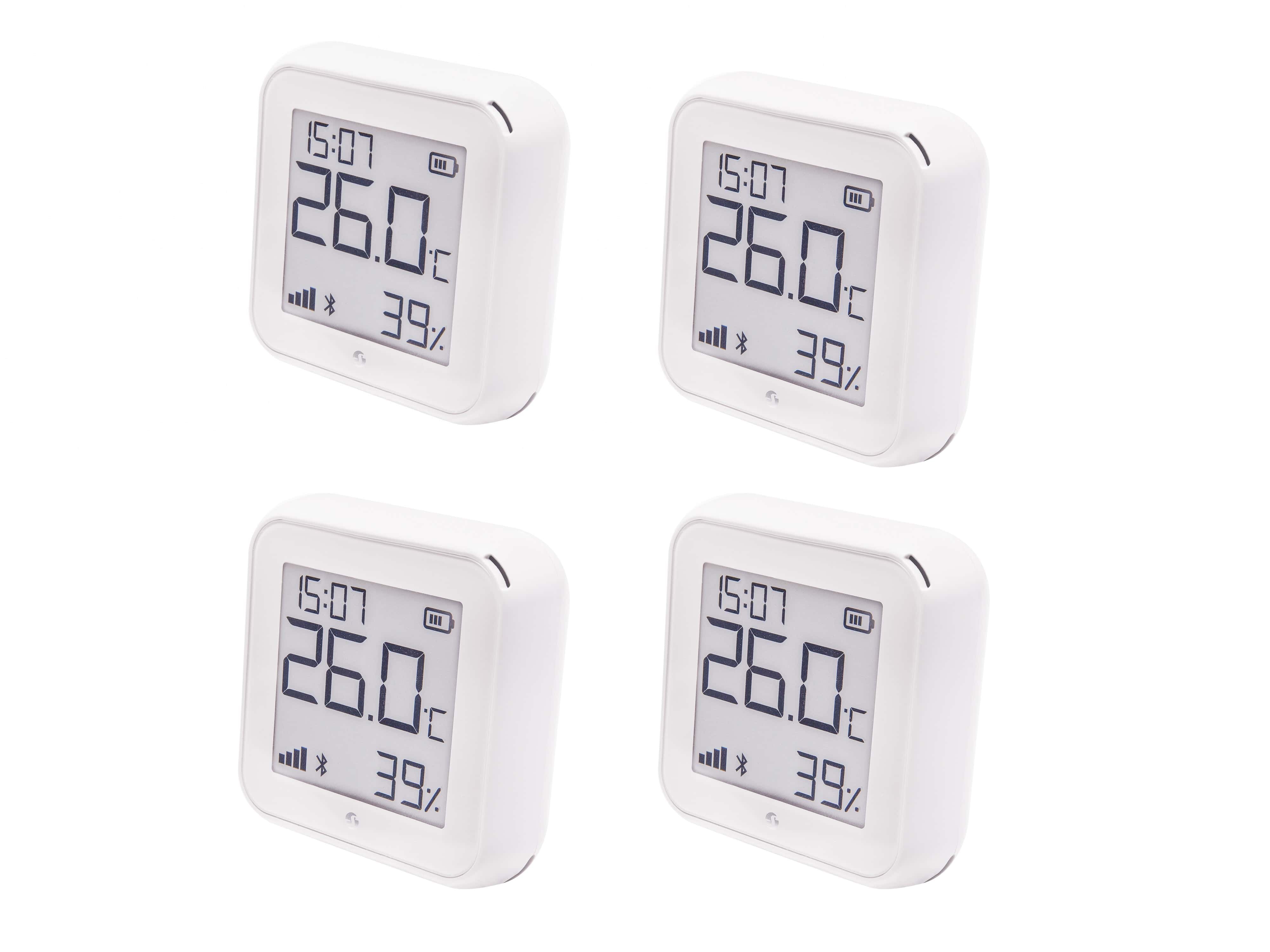 SHELLY WLAN-Temperatur- u. Feuchtigkeitssensor Plus H&T Gen. 3, BT, weiß, 4 Stück