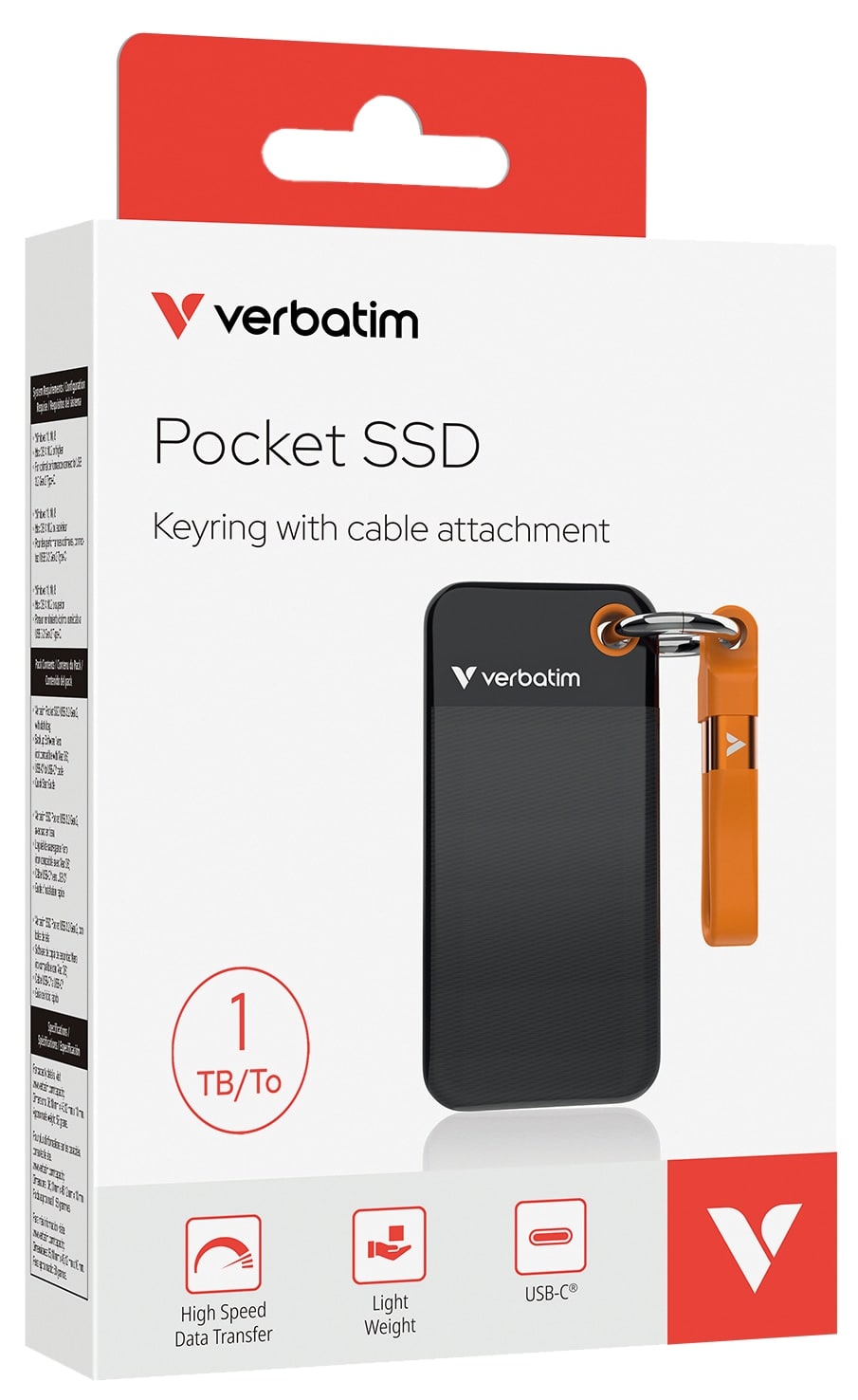 VERBATIM Externe SSD Pocket 1TB schwarz-orange