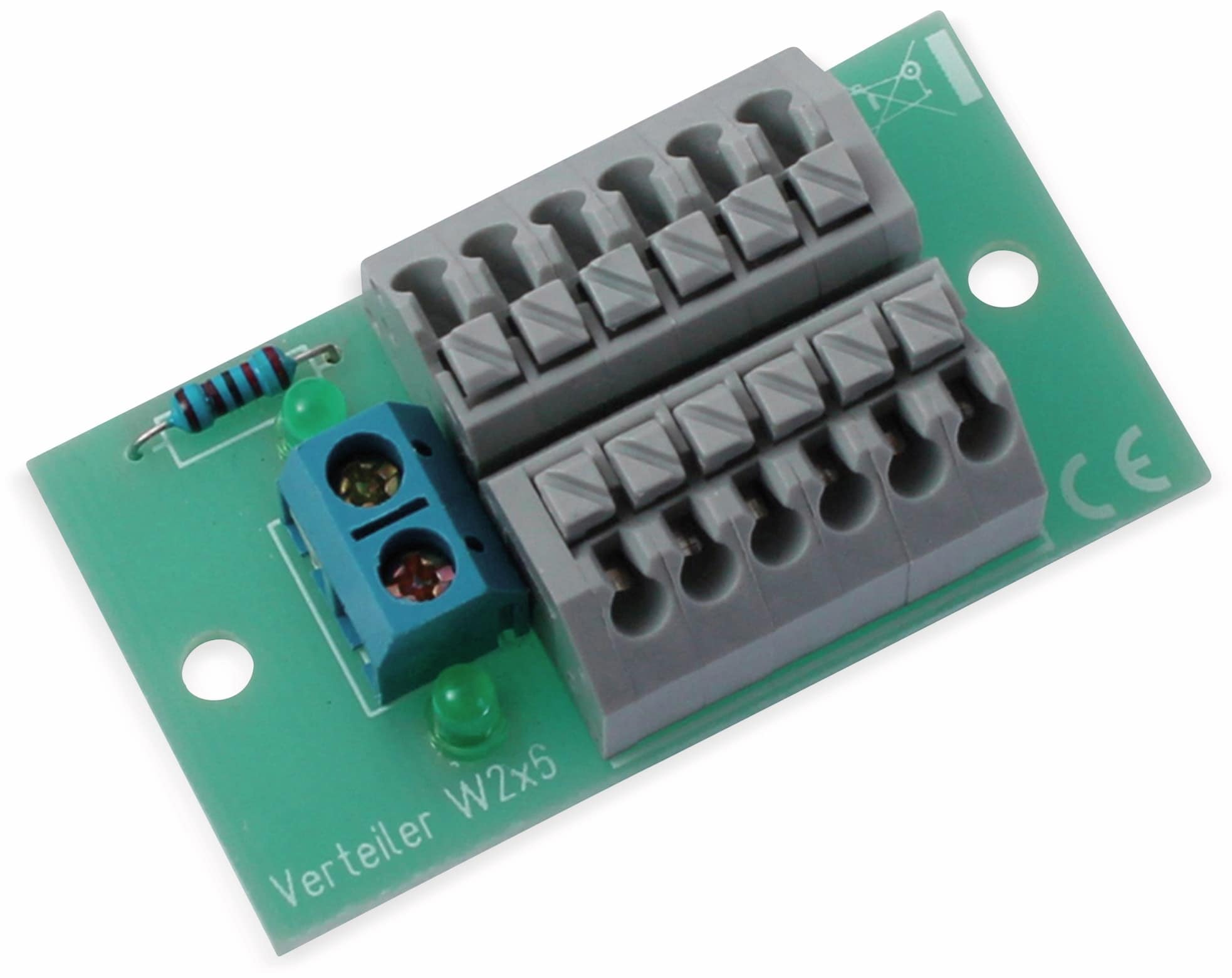 Stromverteiler 2x 6-polig, W2x6, mit Steckklemmen und Kontrollleuchten