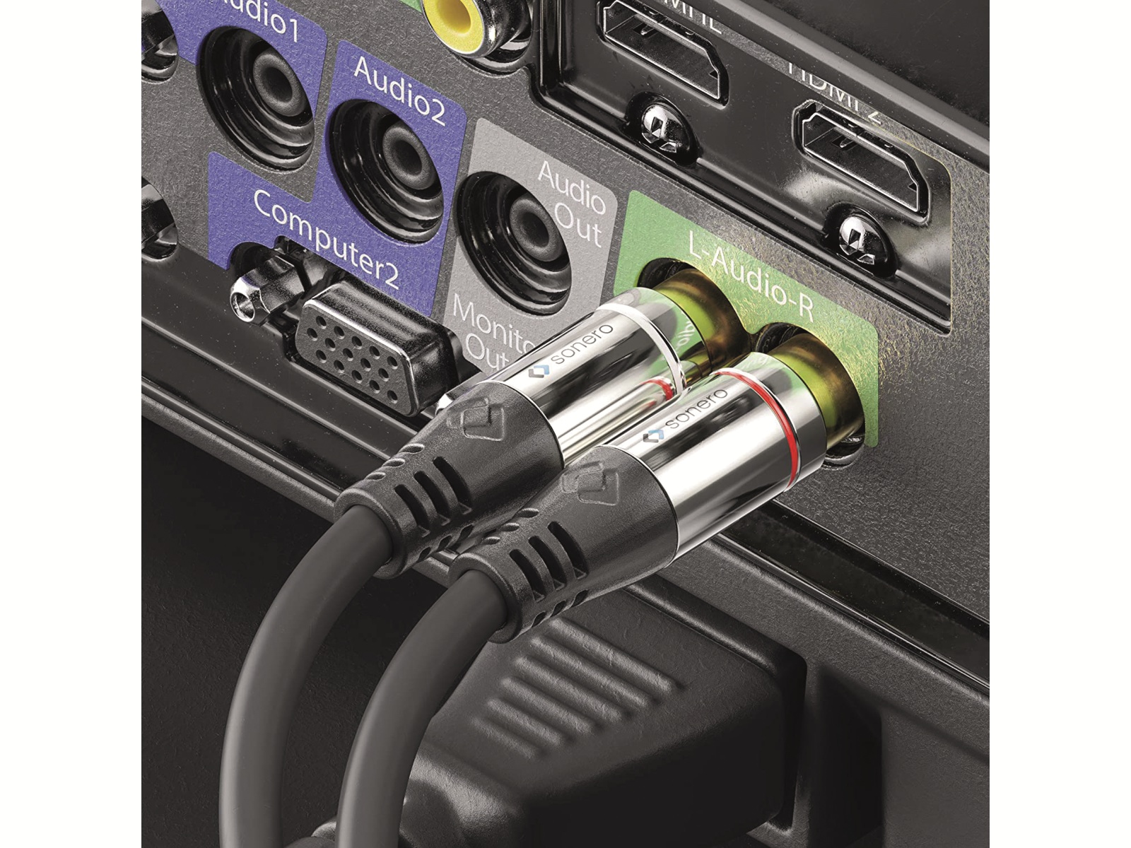 SONERO Audio-Adapterkabel, Klinke/Cinch, 3,5 mm, Stereo, 0,5 m, schwarz