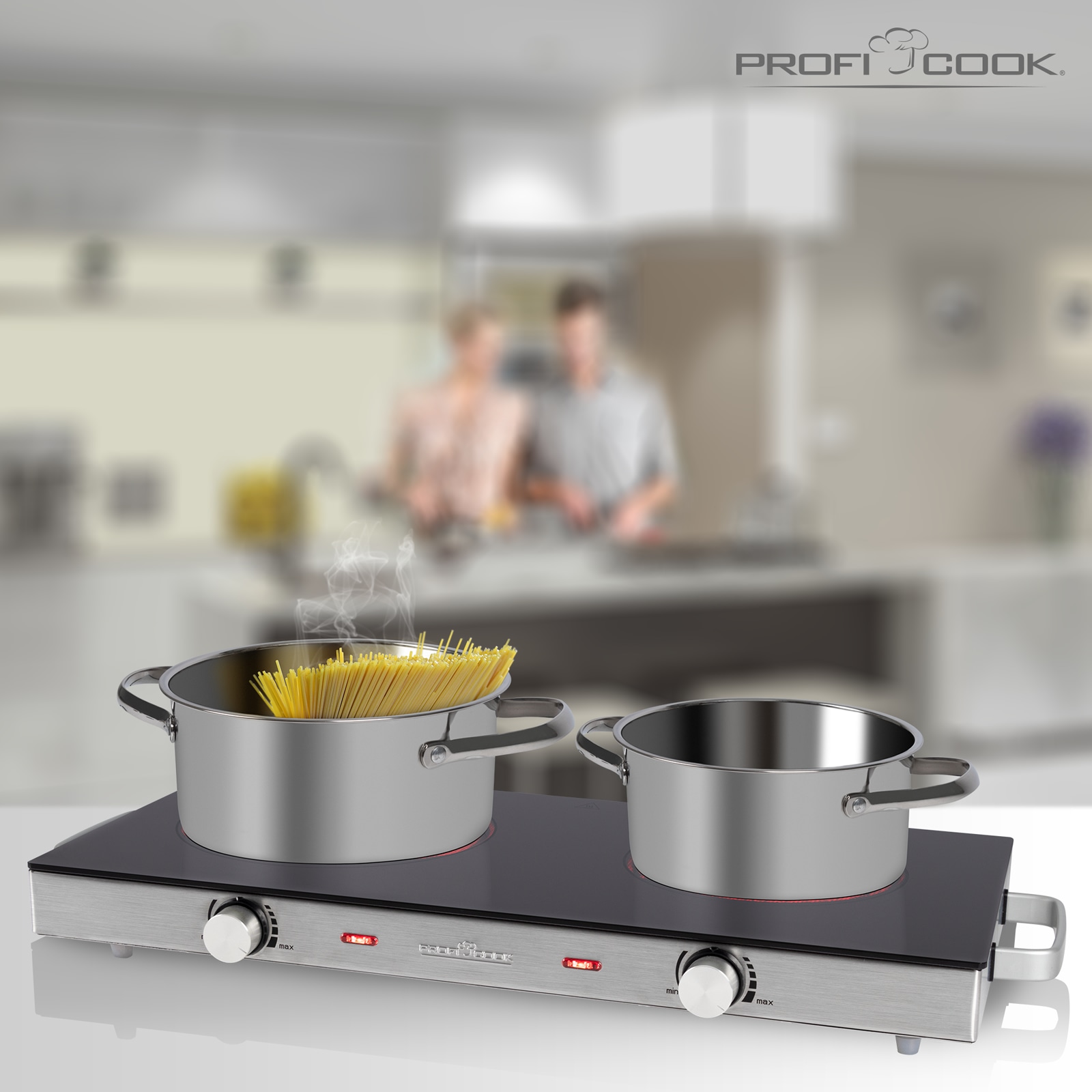 PROFI COOK Infrarot-Doppelkochplatte PC-DKP 1211, 2800 W, inox