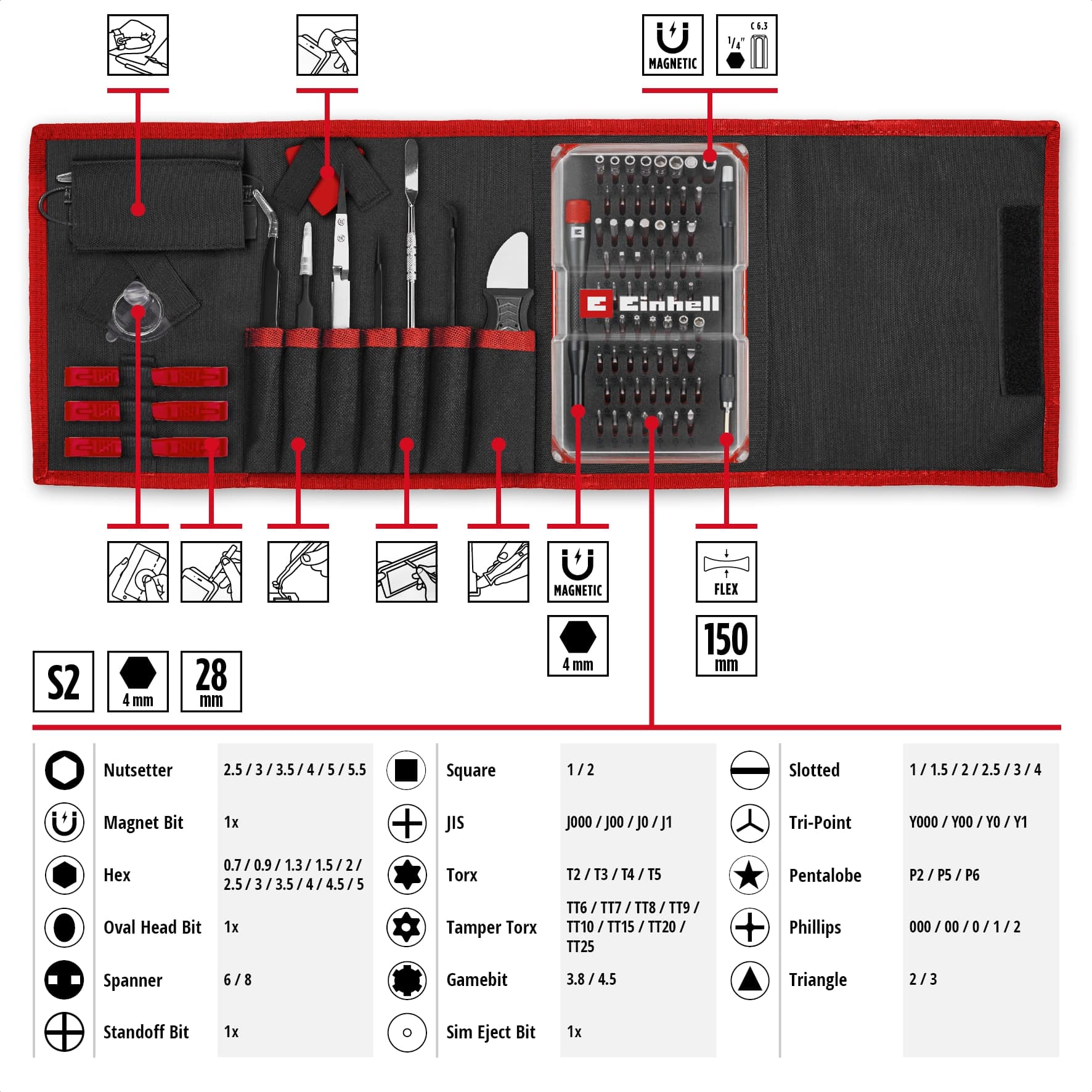 EINHELL Präzisionsbit-Set, 115050, 84-teilig