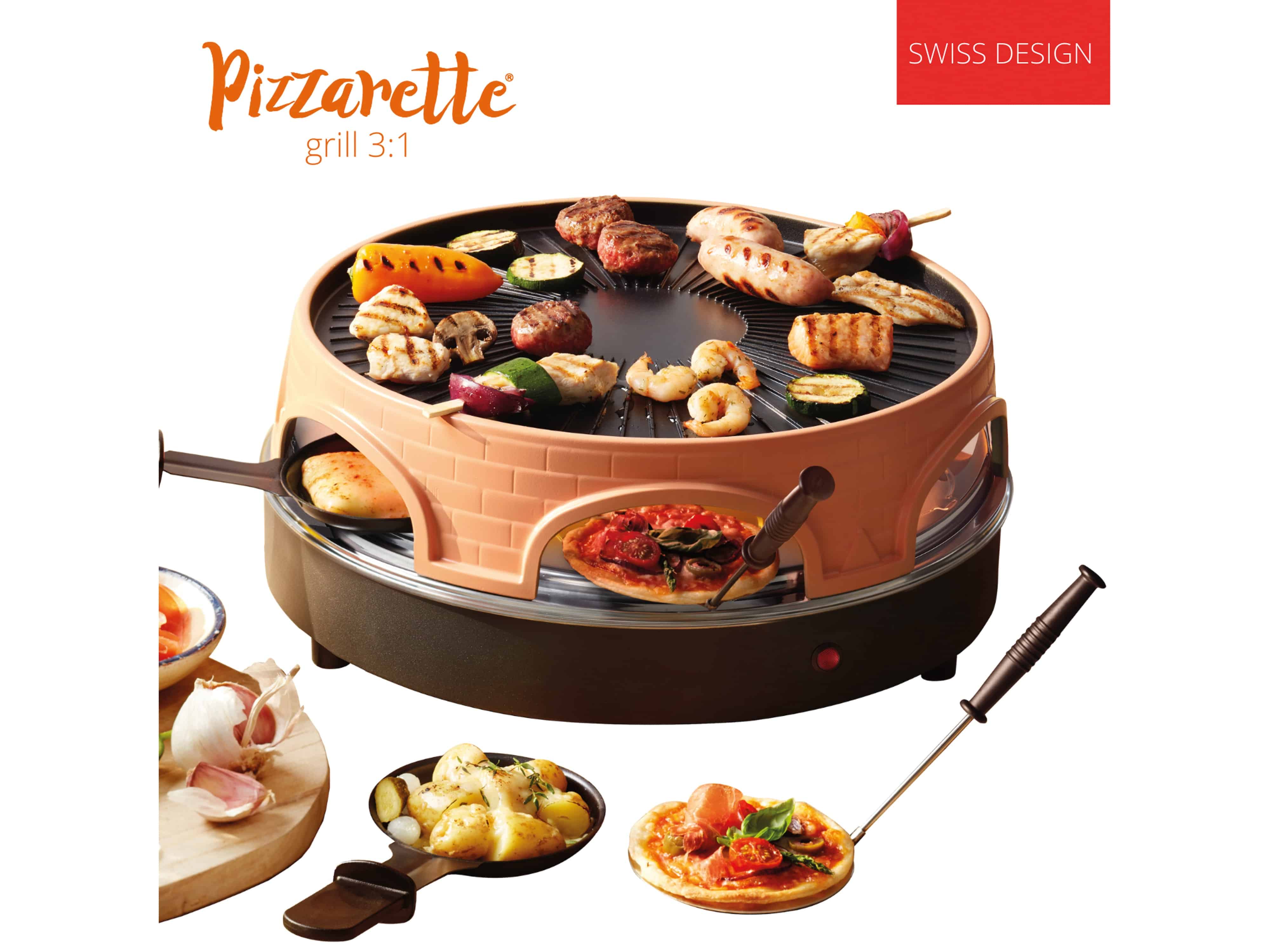 EMERIO Pizza Ofen PO-113255.4, 2in1, mit Raclette-Grill, 1500 W