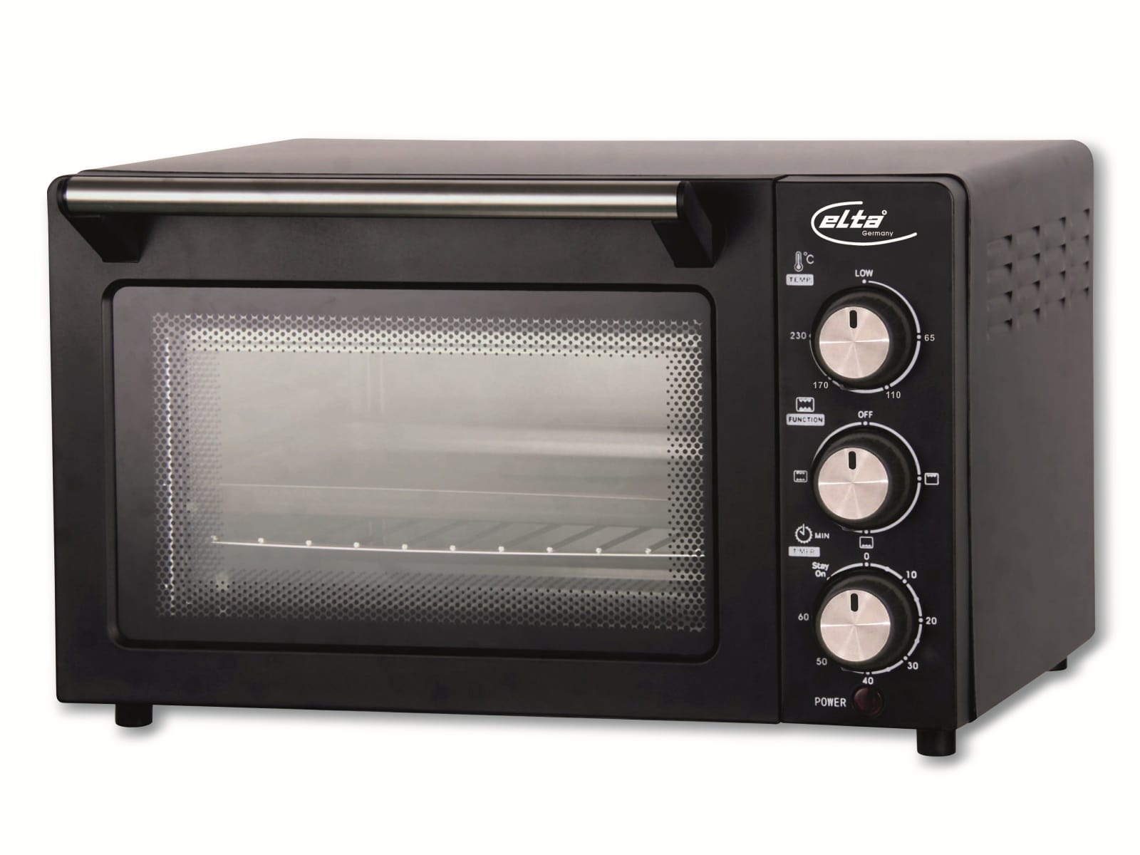 Elta Mini-Backofen MBO-1200.1, 14 L, 1200 W, schwarz