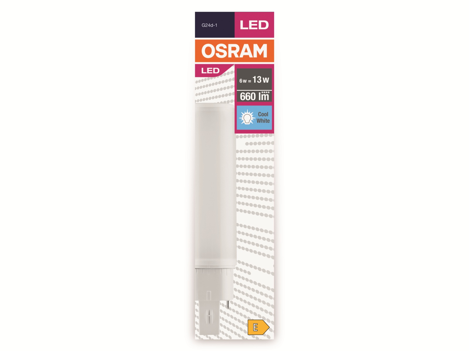 OSRAM LED-Lampe, Dulux D13, G24d-1, EEK: E, 6W, 660lm, 4000K