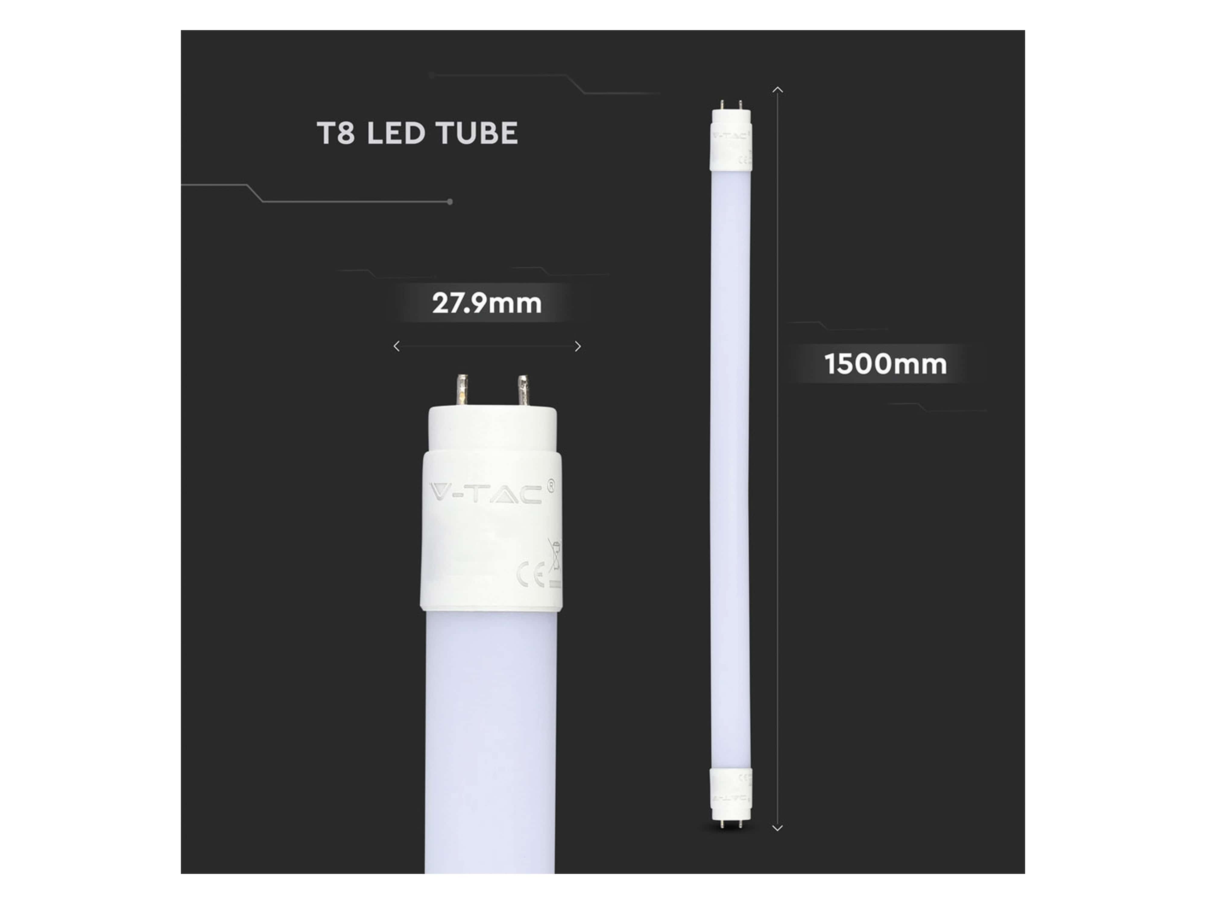 V-TAC LED-Röhre VT-151, EEK: F, 20 W, 2100 lm, G13, 4000 K, 150 cm