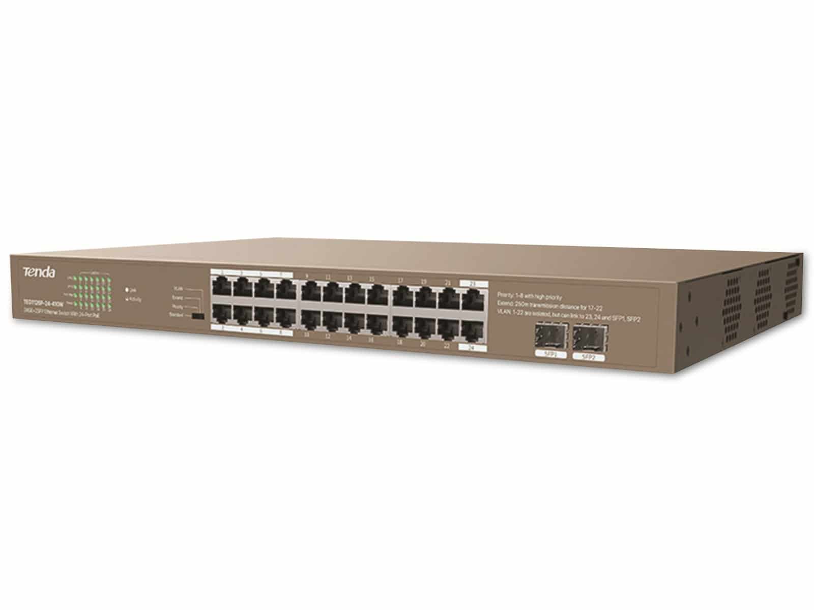 POE-Switch TENDA TEG1126P-24-410W, 24-port, Gigabit