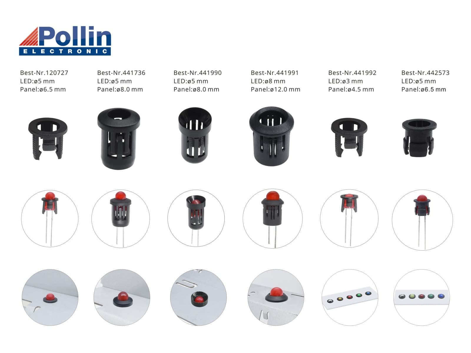 LED-Fassung, Ø 12 mm