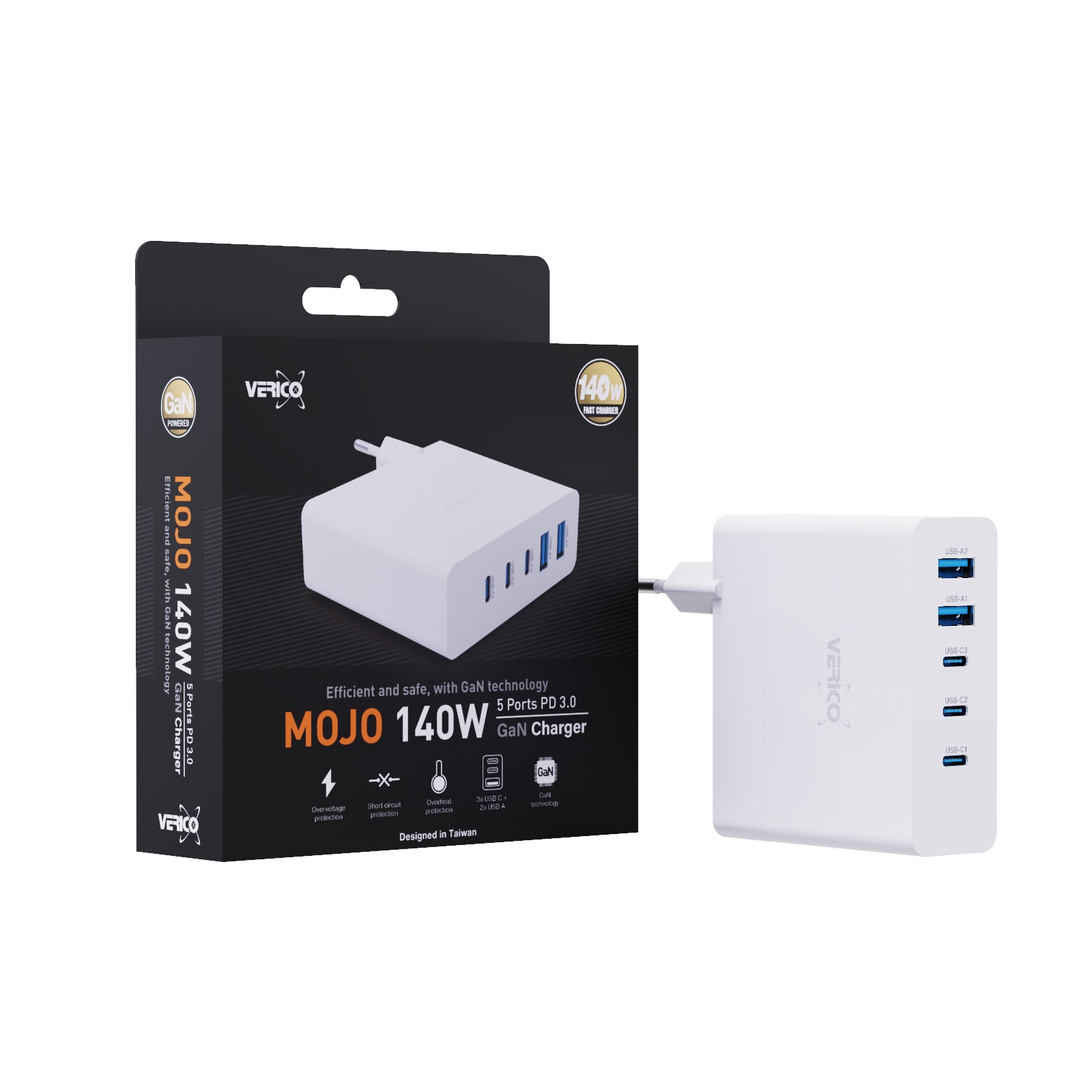 VERICO Power MOJO GaN 140W, 5 Port ,USB-Ladegerät