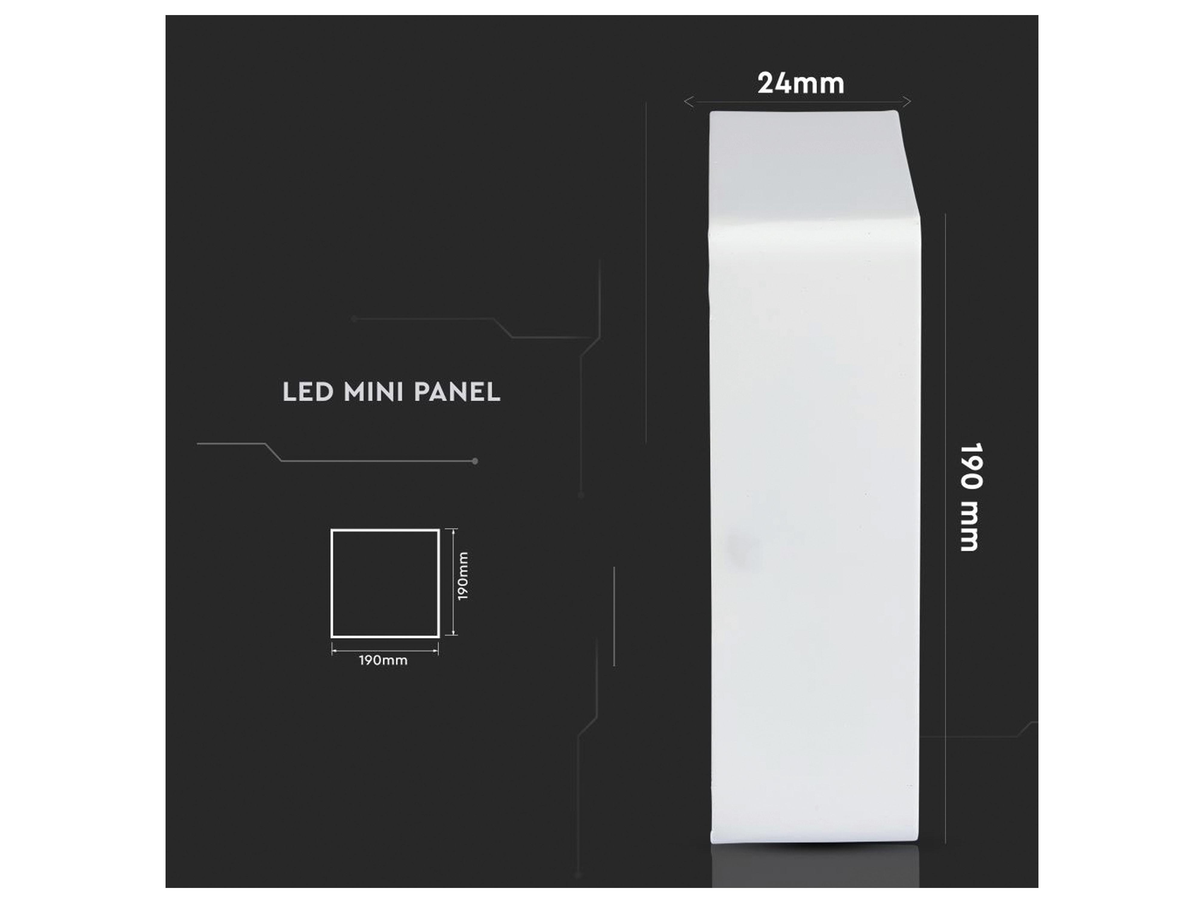 V-TAC LED-Deckenleuchte VT-1805(4919), EEK: G, 18 W, 1440 lm, 3000 K, eckig, weiß