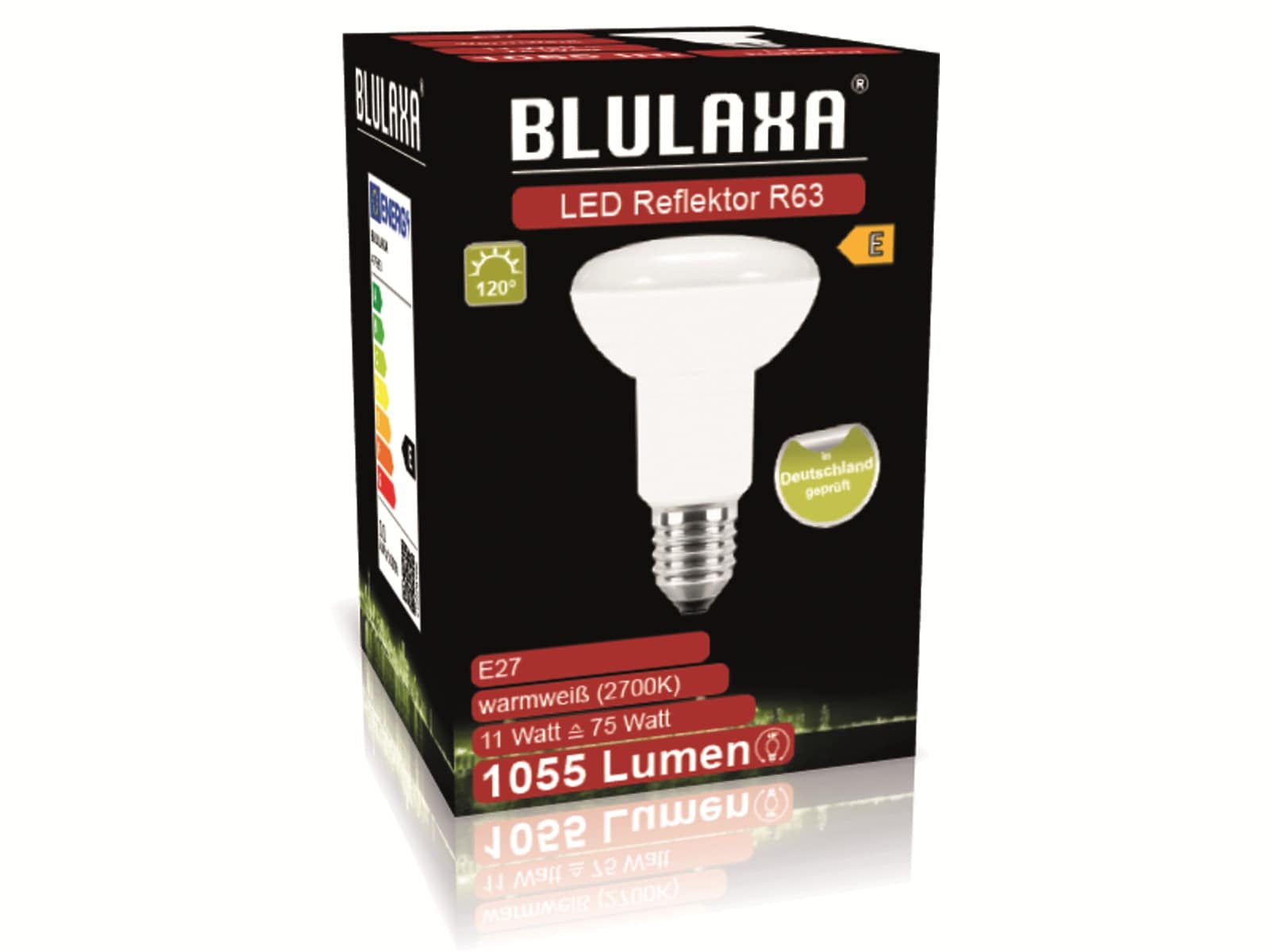 BLULAXA LED-SMD-Lampe, R80, E27, EEK: E, 11 W, 1055 lm, 2700 K