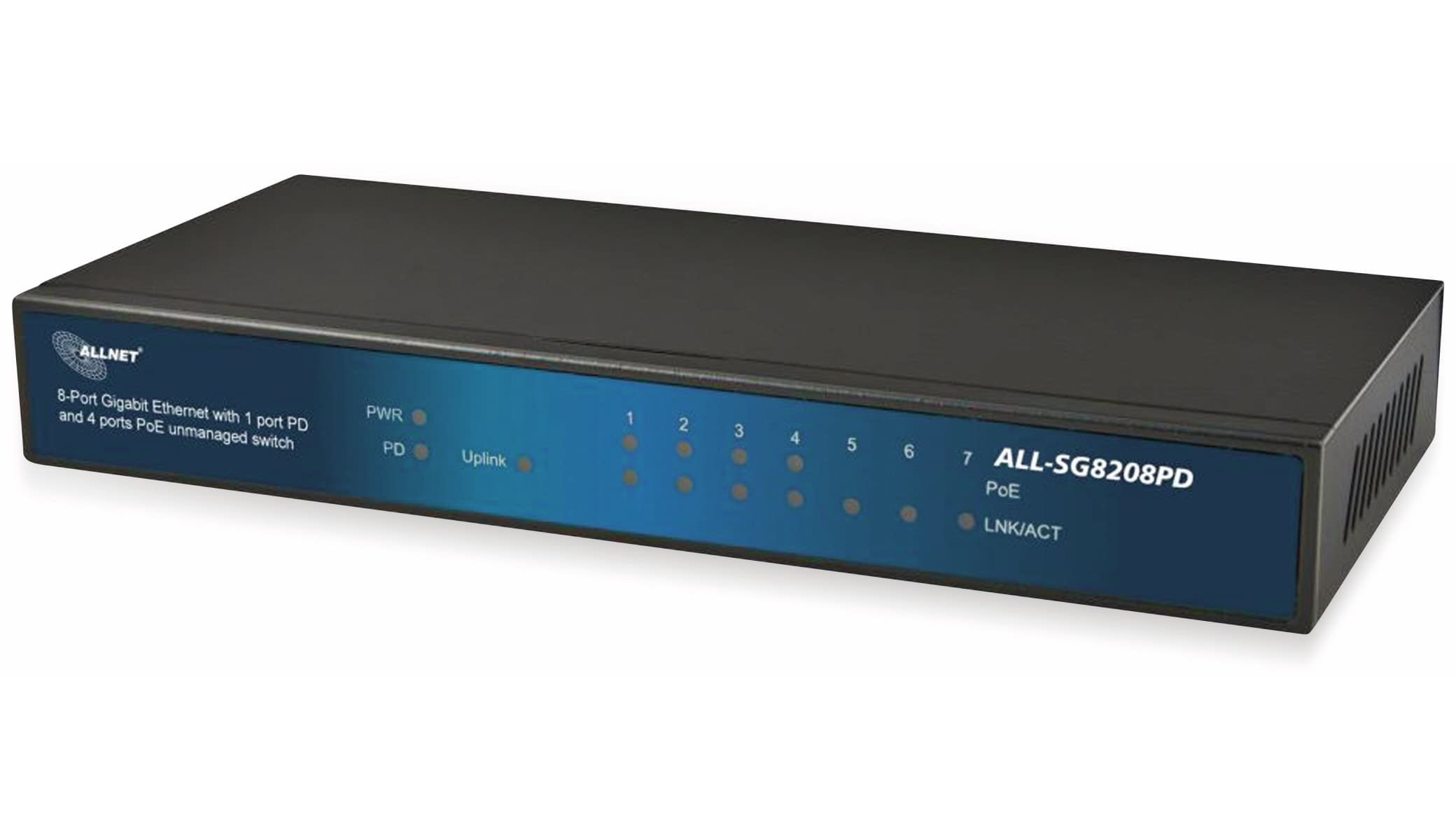 ALLNET Switch ALL-SG8208PD, unmanaged, 8-Port, Gigabit, PoE