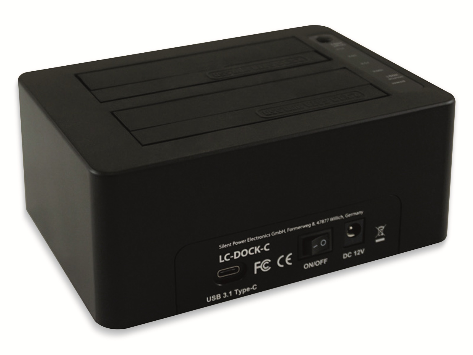 LC POWER Festplatten-Dockingstation LC-DOCK-C, USB 3.1 Typ-C, Dual-Bay