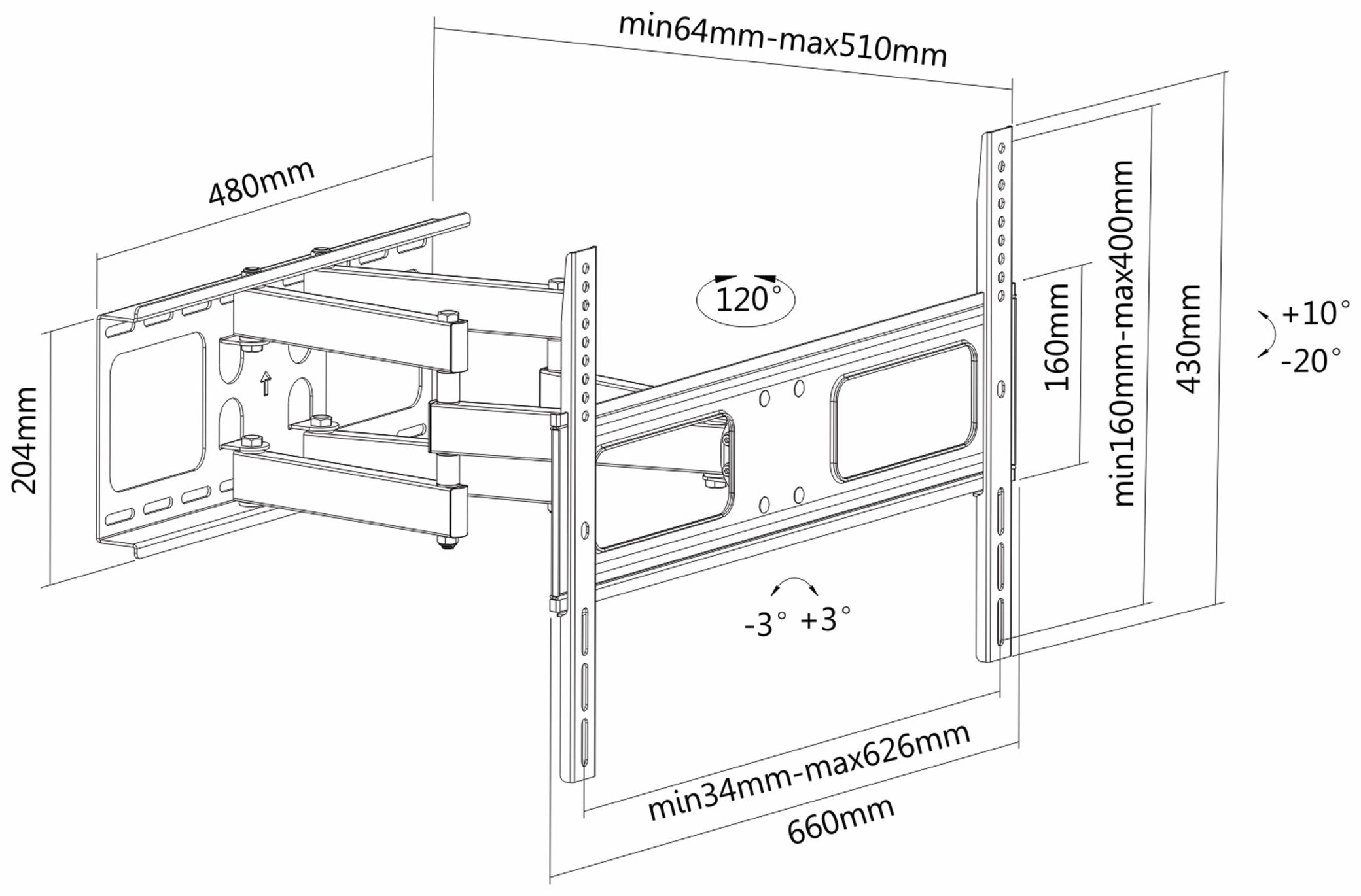 PUREMOUNTS TV-Wandhalter PM-FM31-600, VESA 600x400mm