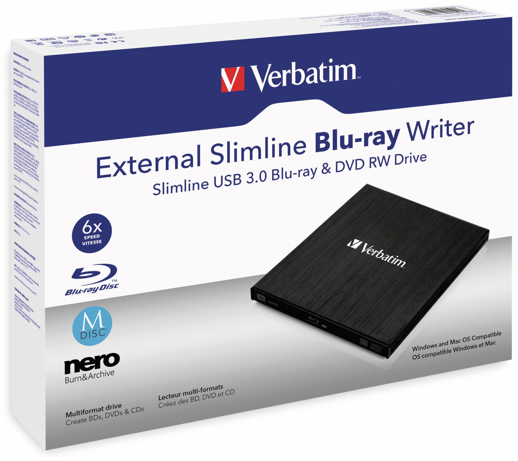 VERBATIM Blu-ray Brenner 43890, BDXL, M-DISC, Slimline, schwarz