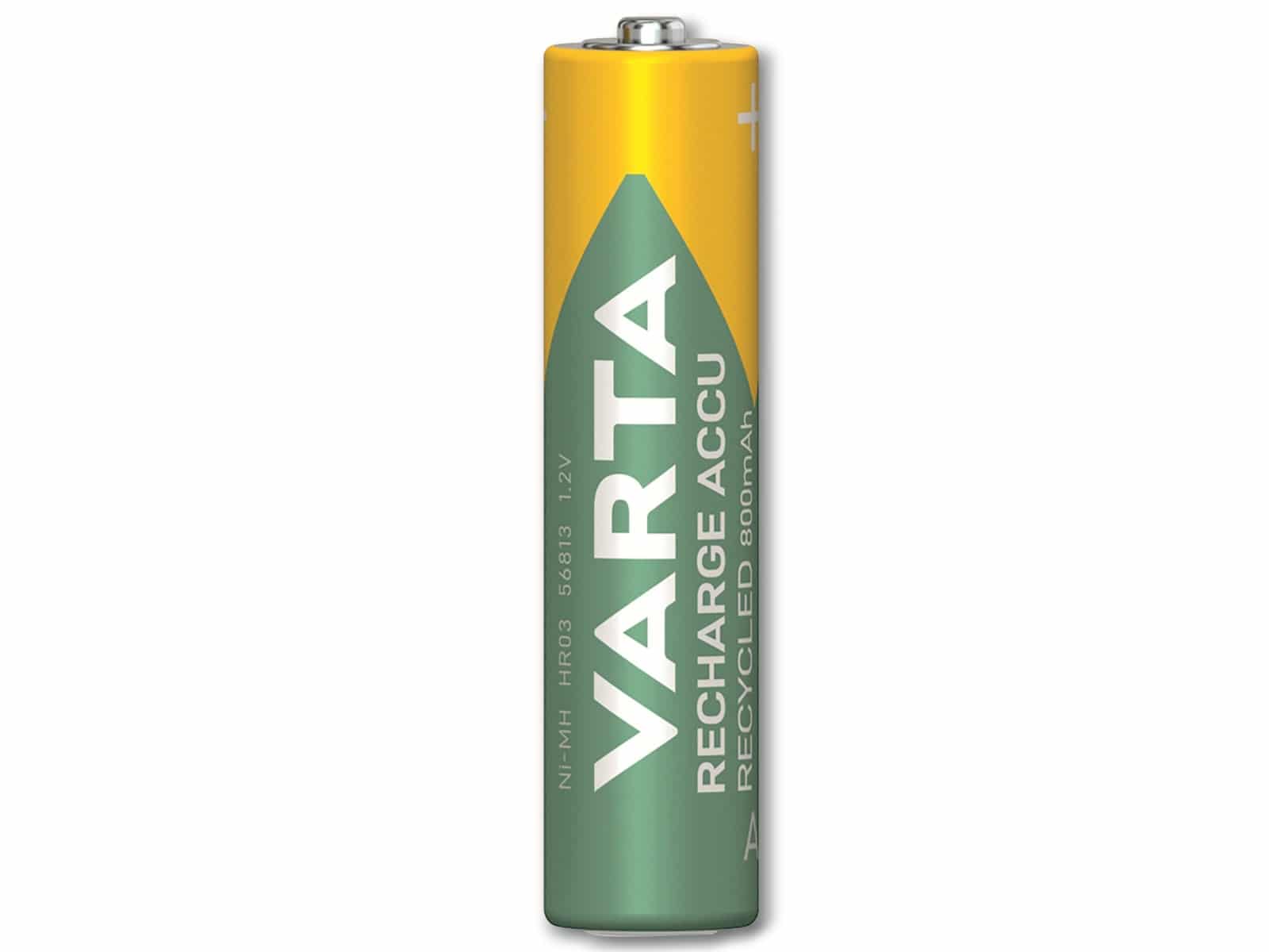 VARTA Akku NiMH, Micro, AAA, HR03, 1.2V/800mAh, Accu Recycled, Pre-charged, 2er Pack