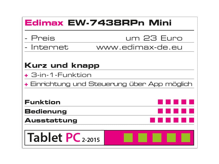 EDIMAX WLAN Repeater EW-7438RPn Mini, 300 Mbps, 3in1