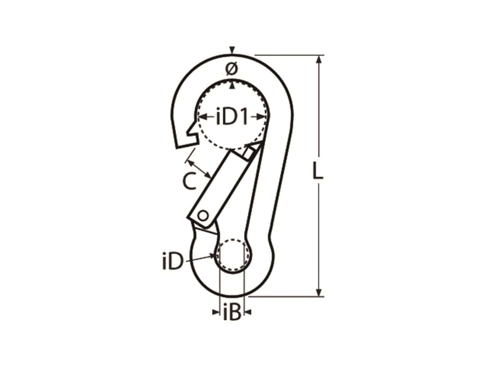 MARINETECH Karabinerhaken, Edelstahl A4, 8x80 mm, 4 Stück