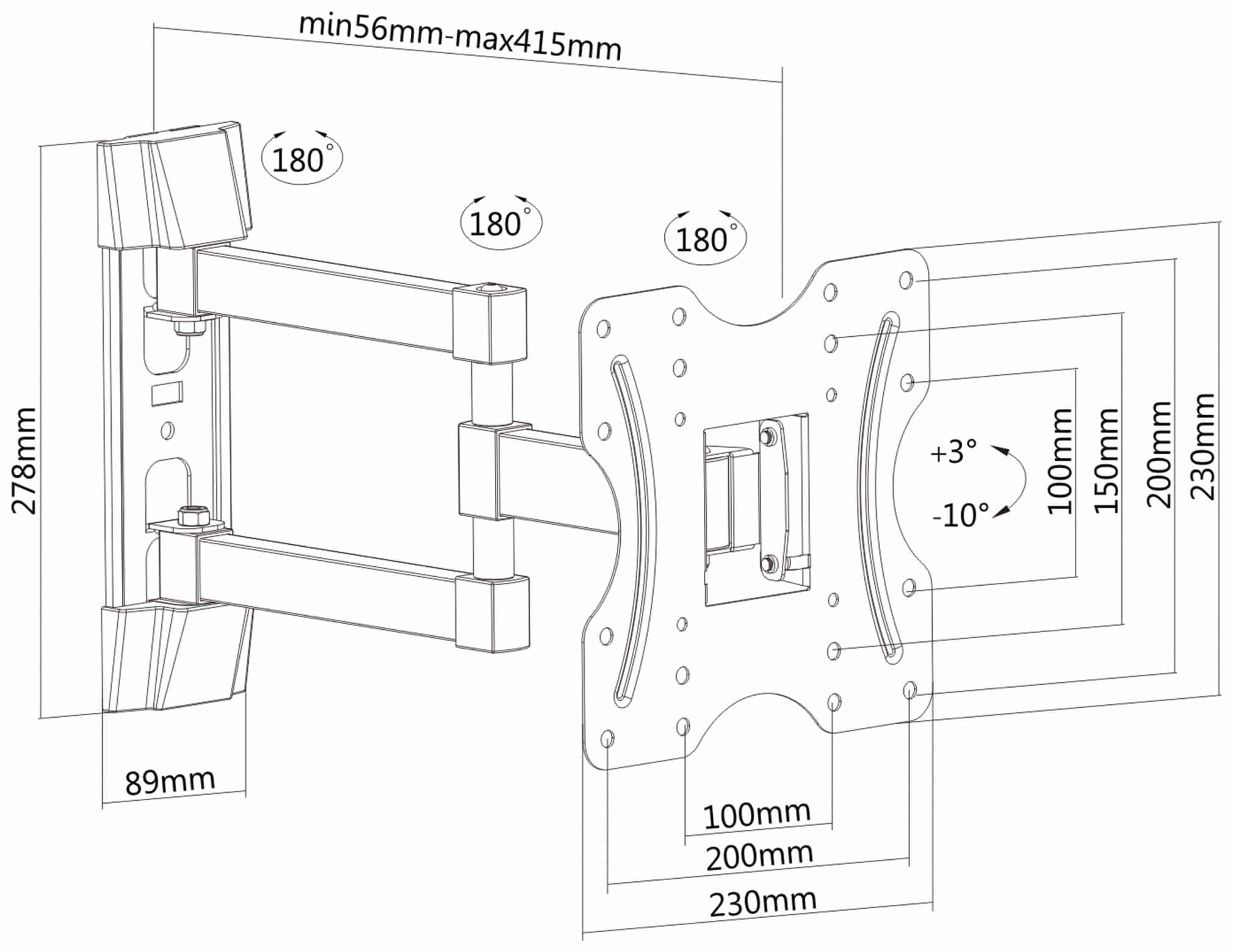 PUREMOUNTS TV-Wandhalter PM-FM12-200, VESA 200x200mm