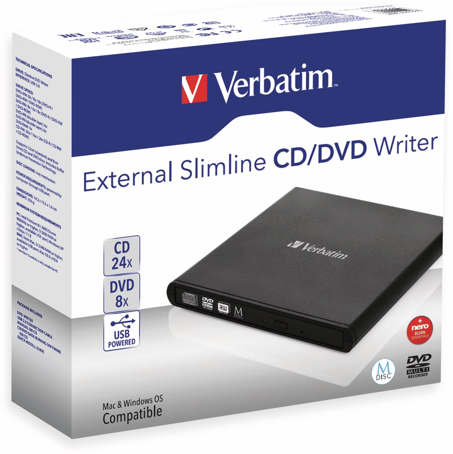 VERBATIM DVD-Brenner 98938, MDISC, Slimline, schwarz