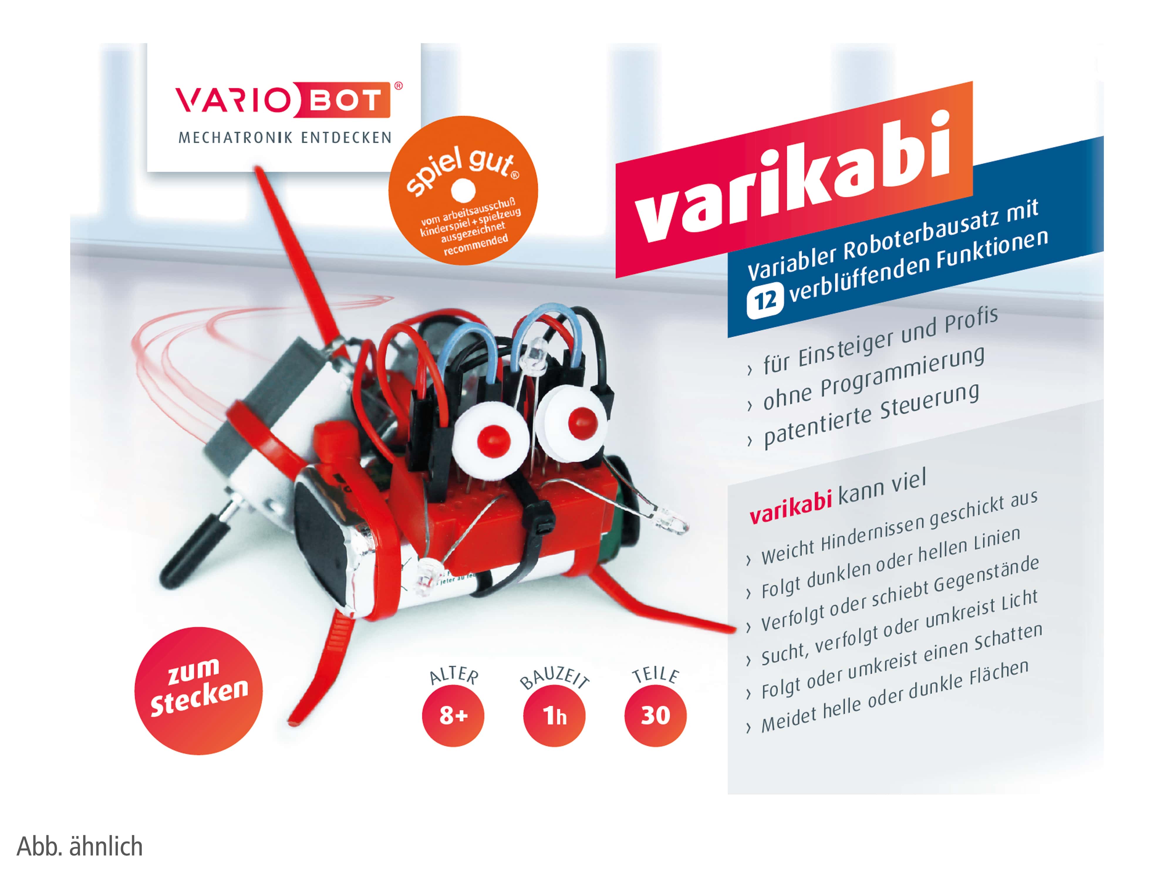 VARIOBOT Roboter Bausatz varikabi SN 021 DE schwarz / Käfer, zum Stecken, 12 Funktionen