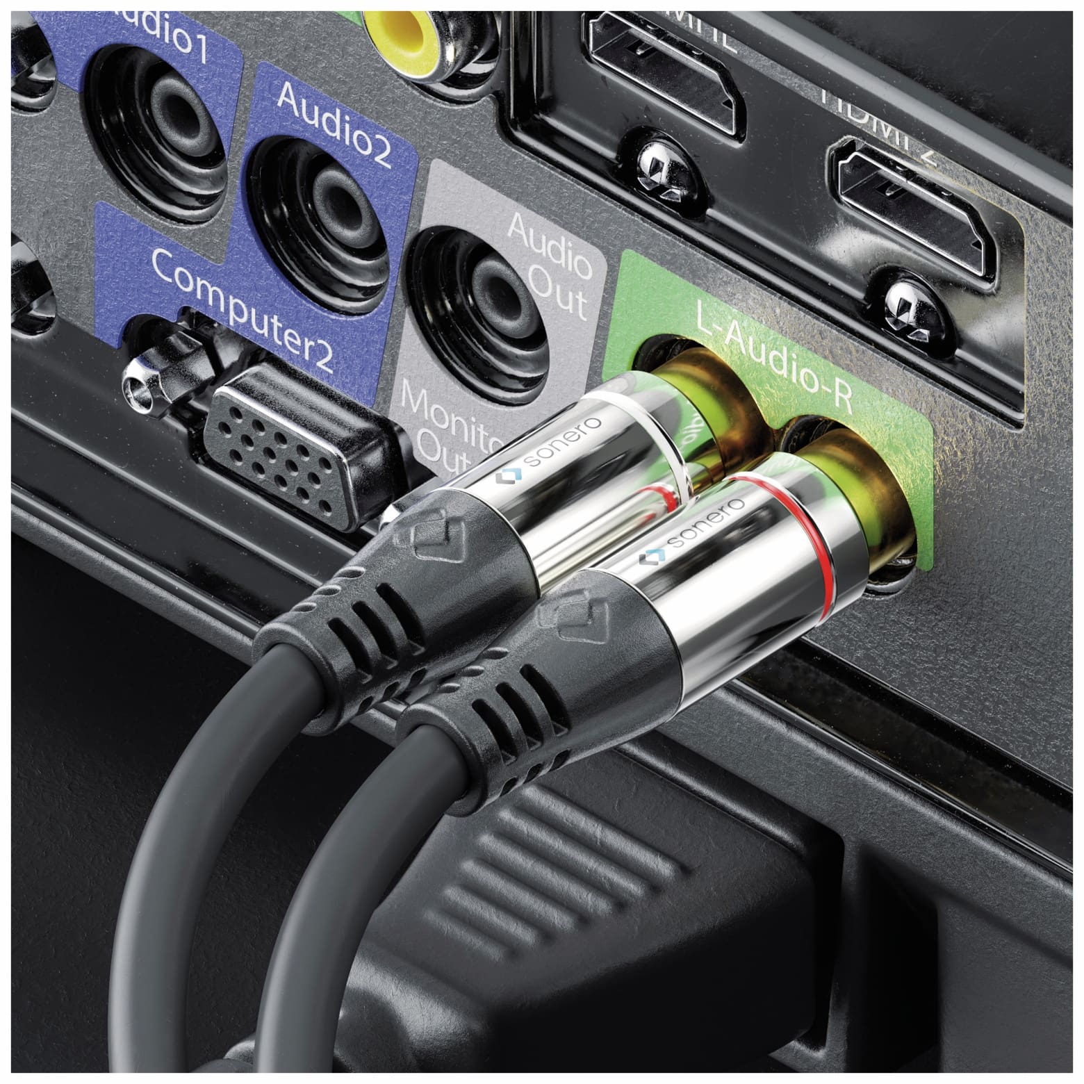 SONERO Audioadapter 0,20 m, 2x Cinchstecker auf Klinkenbuchse