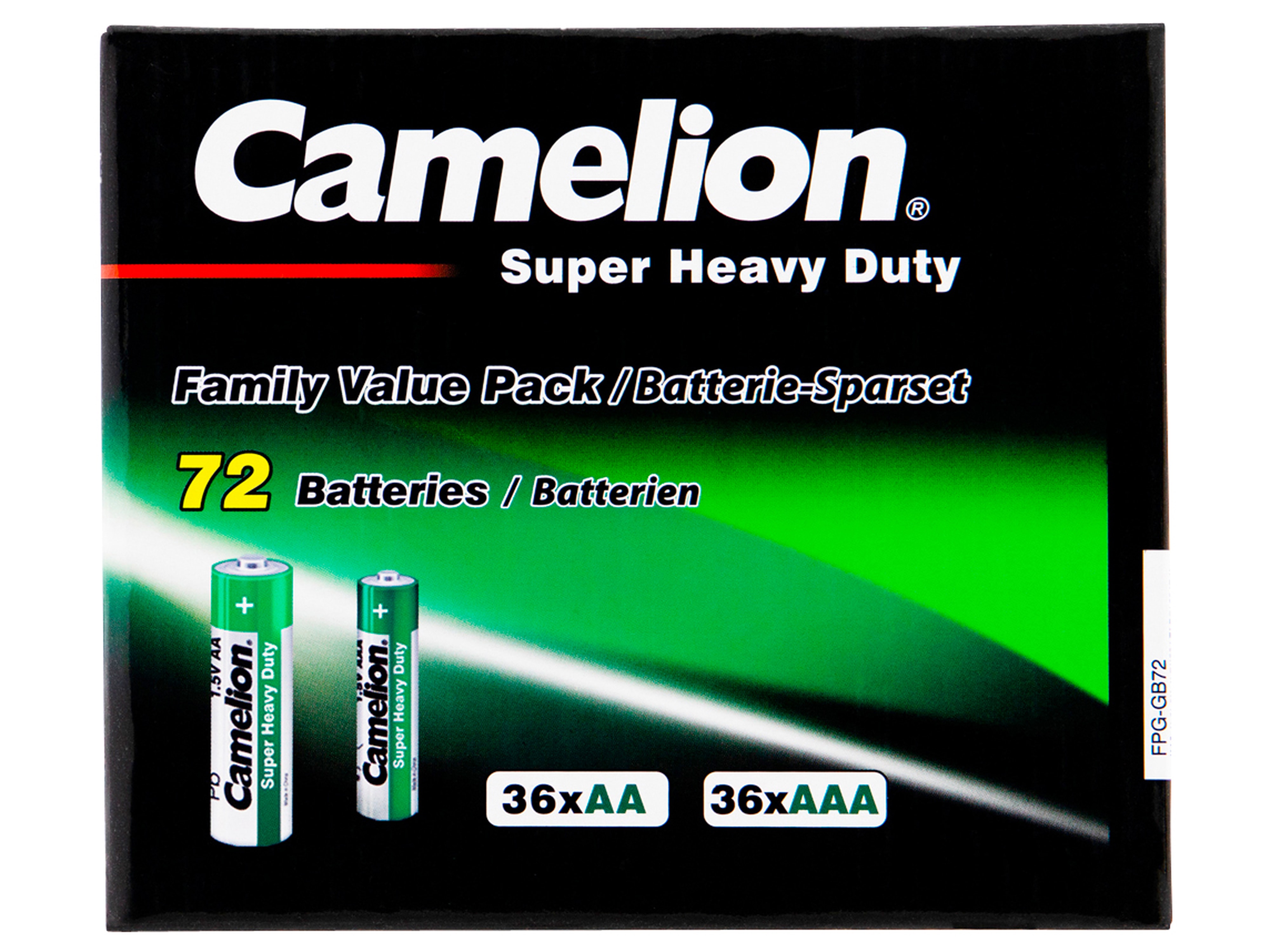 CAMELION Batterie-Set FPG-GB72, 72 St., Zink-Kohle Grün, 36x Mignon, 36x Micro